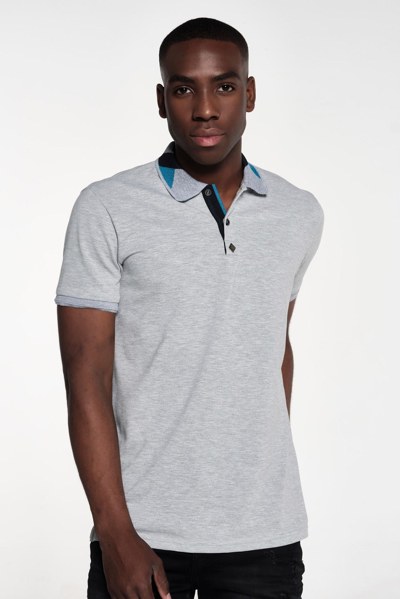 POLO MANGA CORTA PARA HOMBRE COLOR GRIS JASPE CLARO
