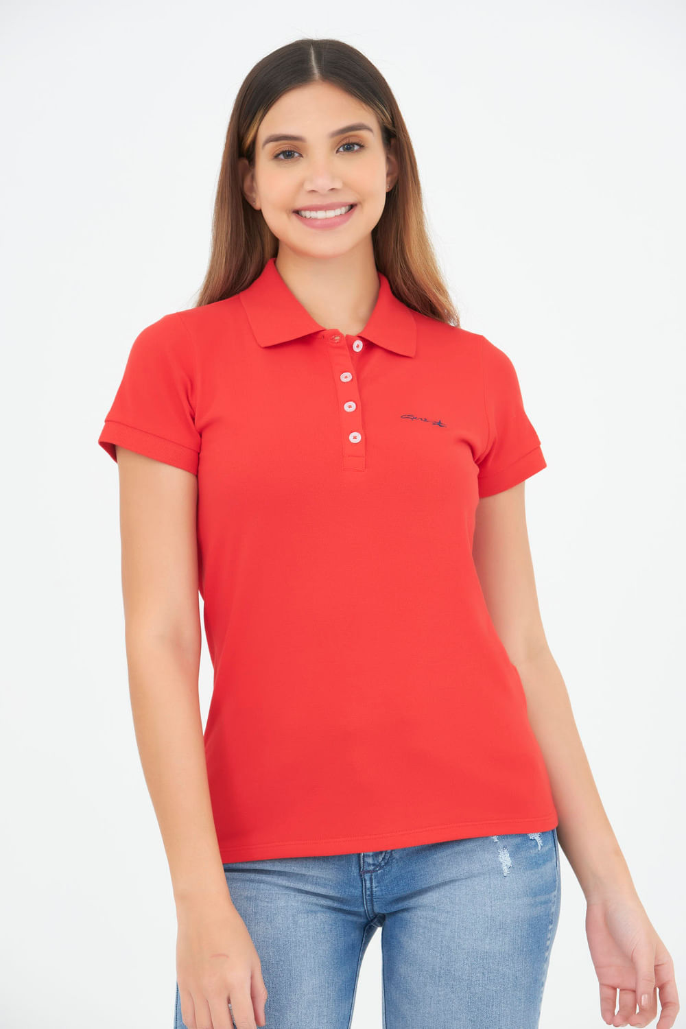 Polo Slim Color Rojo cereza Para Mujer