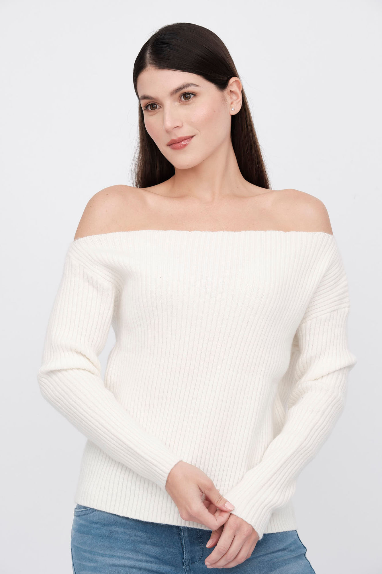 Blusa Manga larga Color Ivory marfil Para Mujer