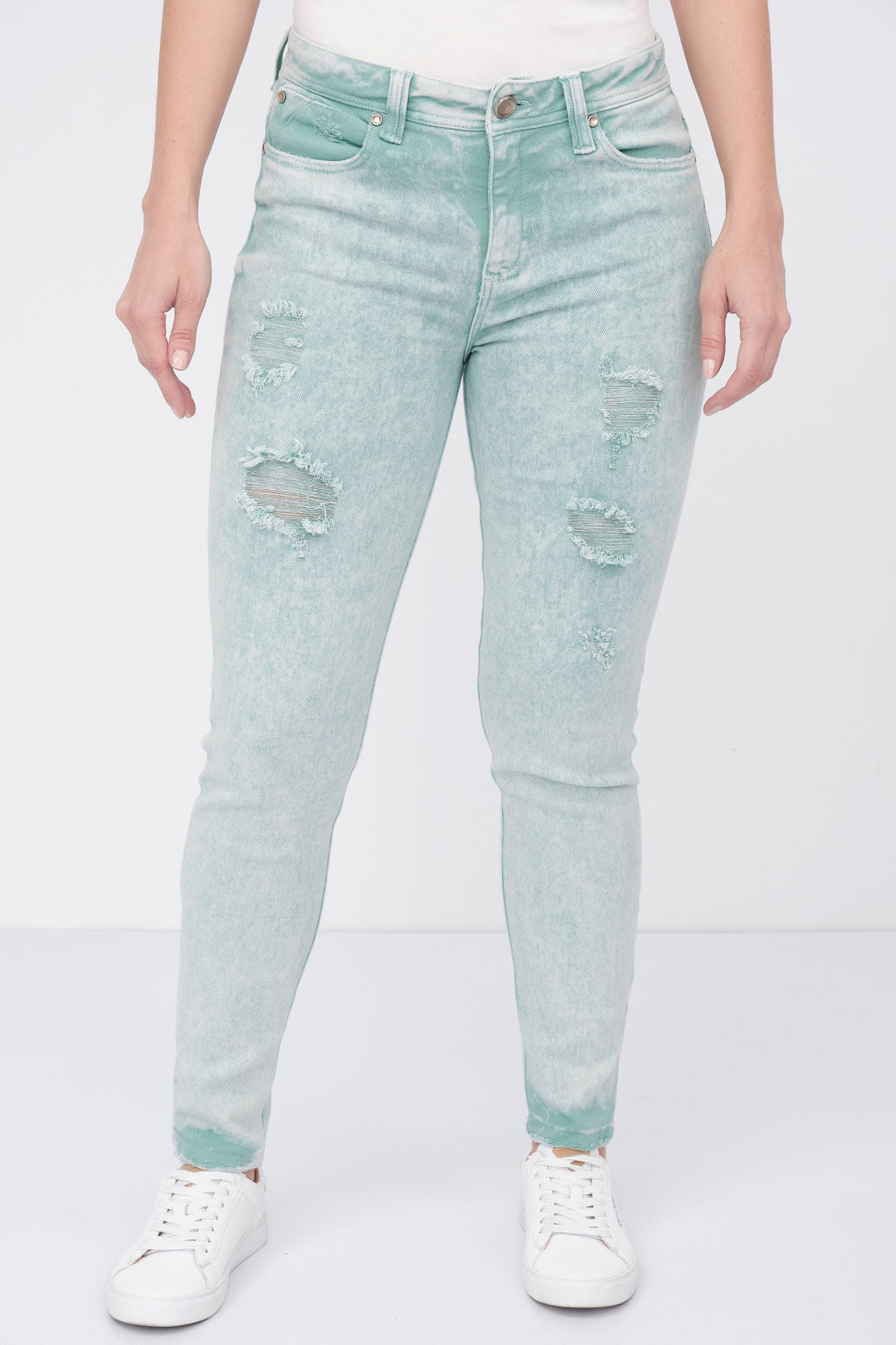 Jean Skinny Color Verde Para Mujer