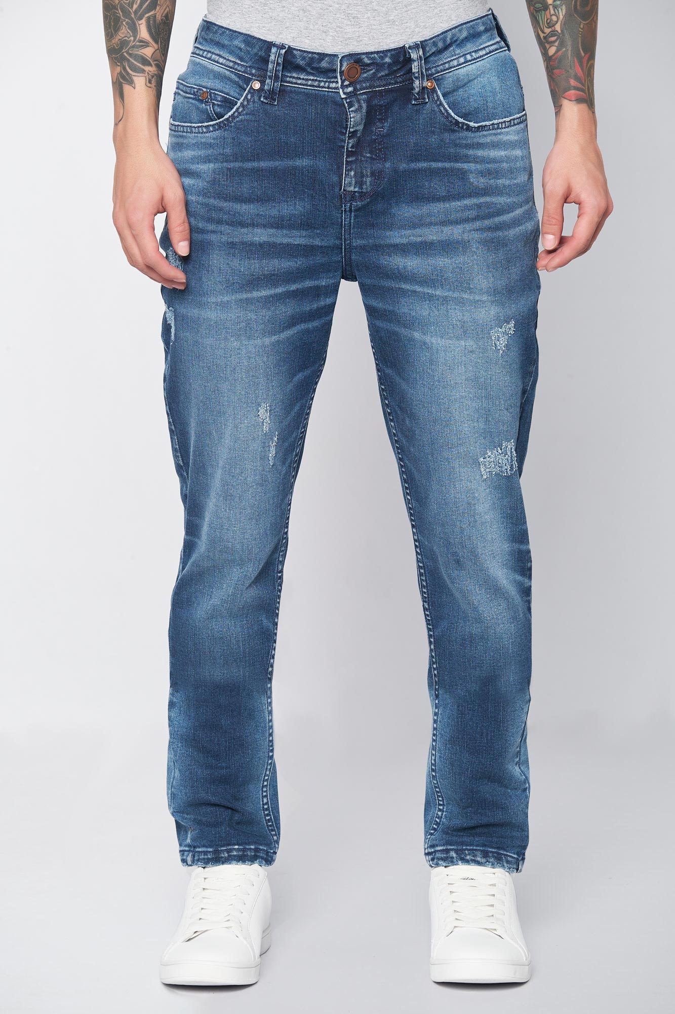 Jean Skinny Color Azul medio oscuro Para Hombre