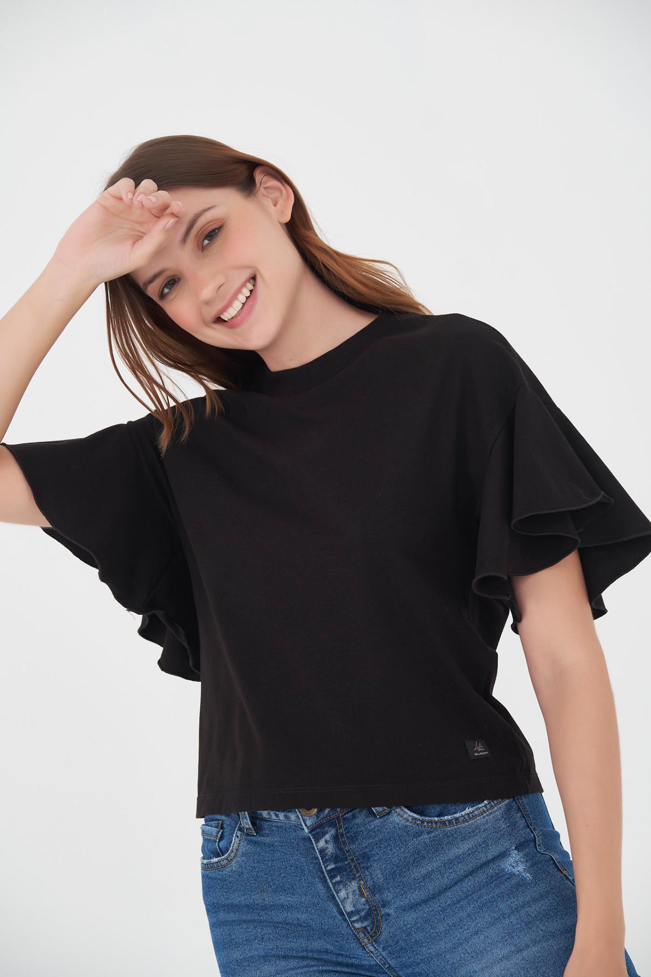 Blusa Manga corta Color Negro Para Mujer
