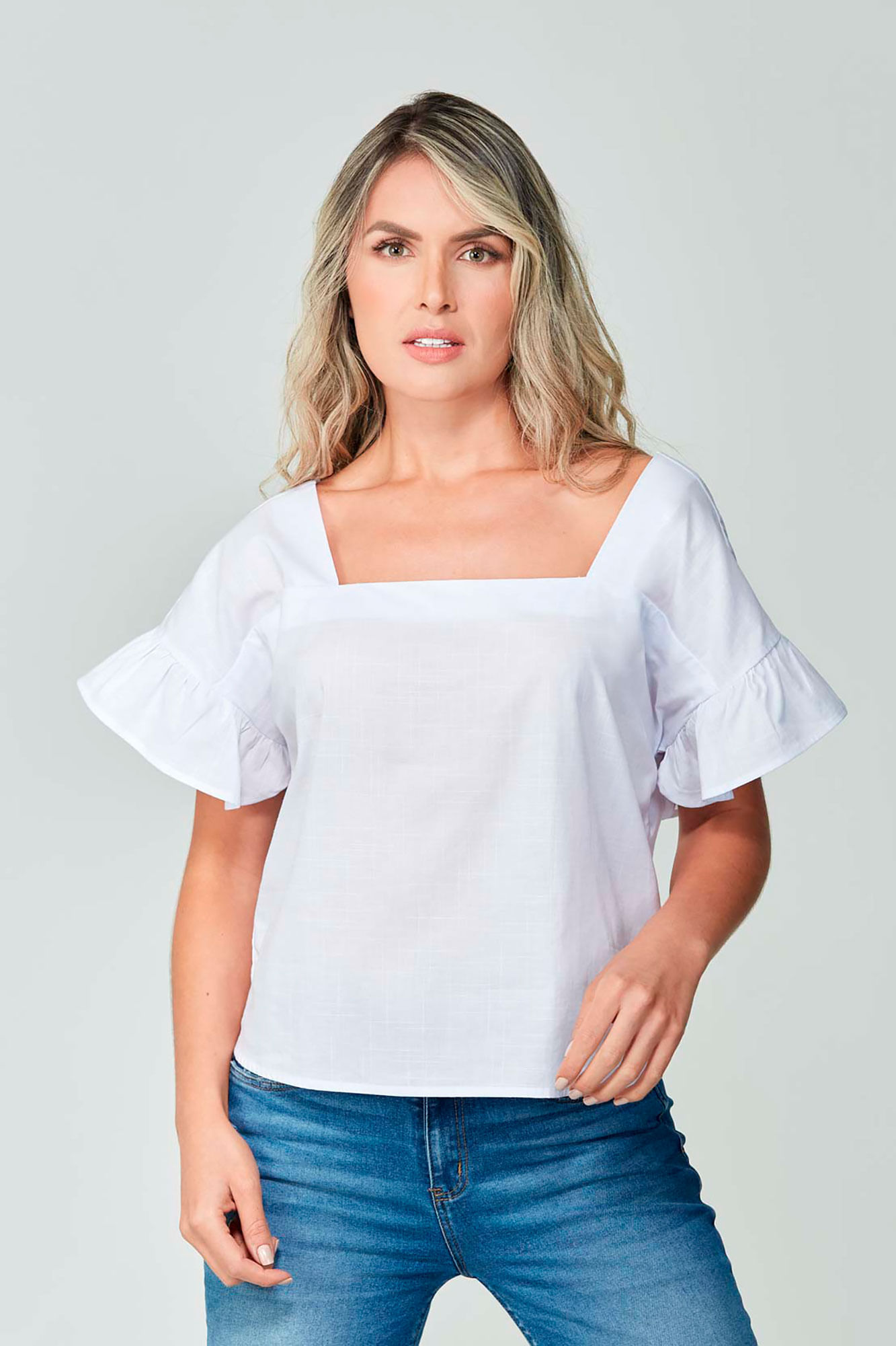 Blusa Manga corta Color Blanco optico Para Mujer
