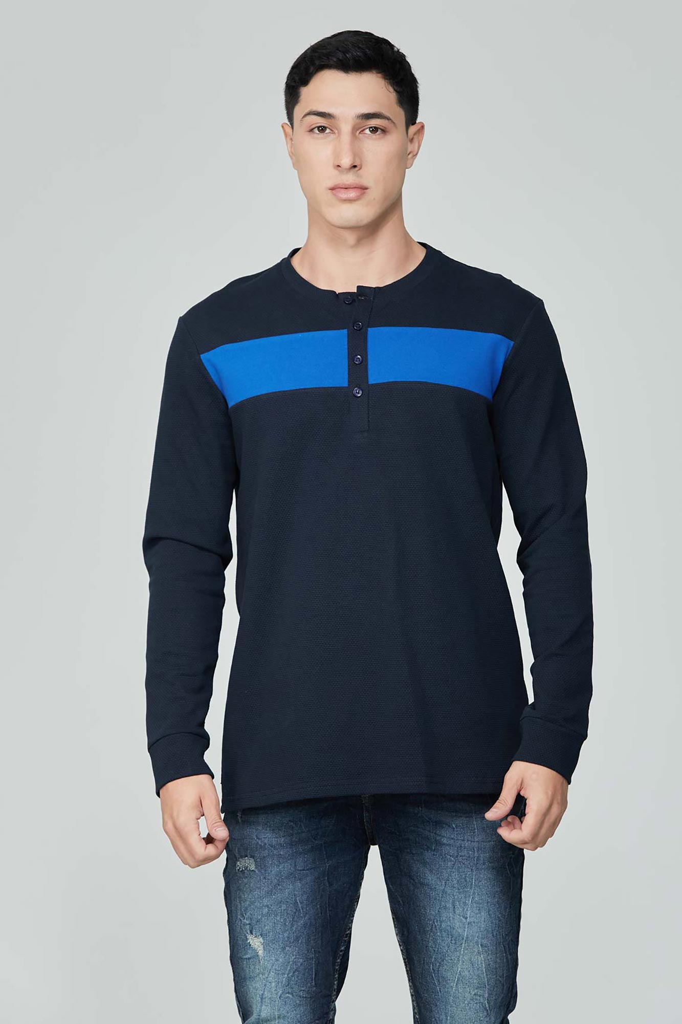 Camiseta Manga larga Color Azul noche Para Hombre