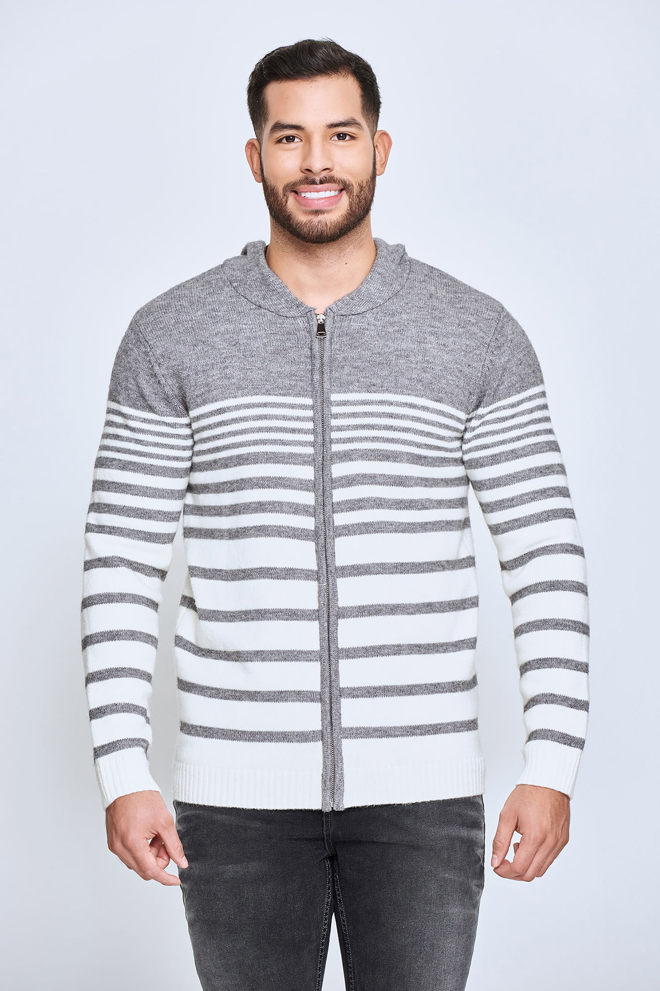 Sweater Cerrado Color Gris oscuro Para Hombre