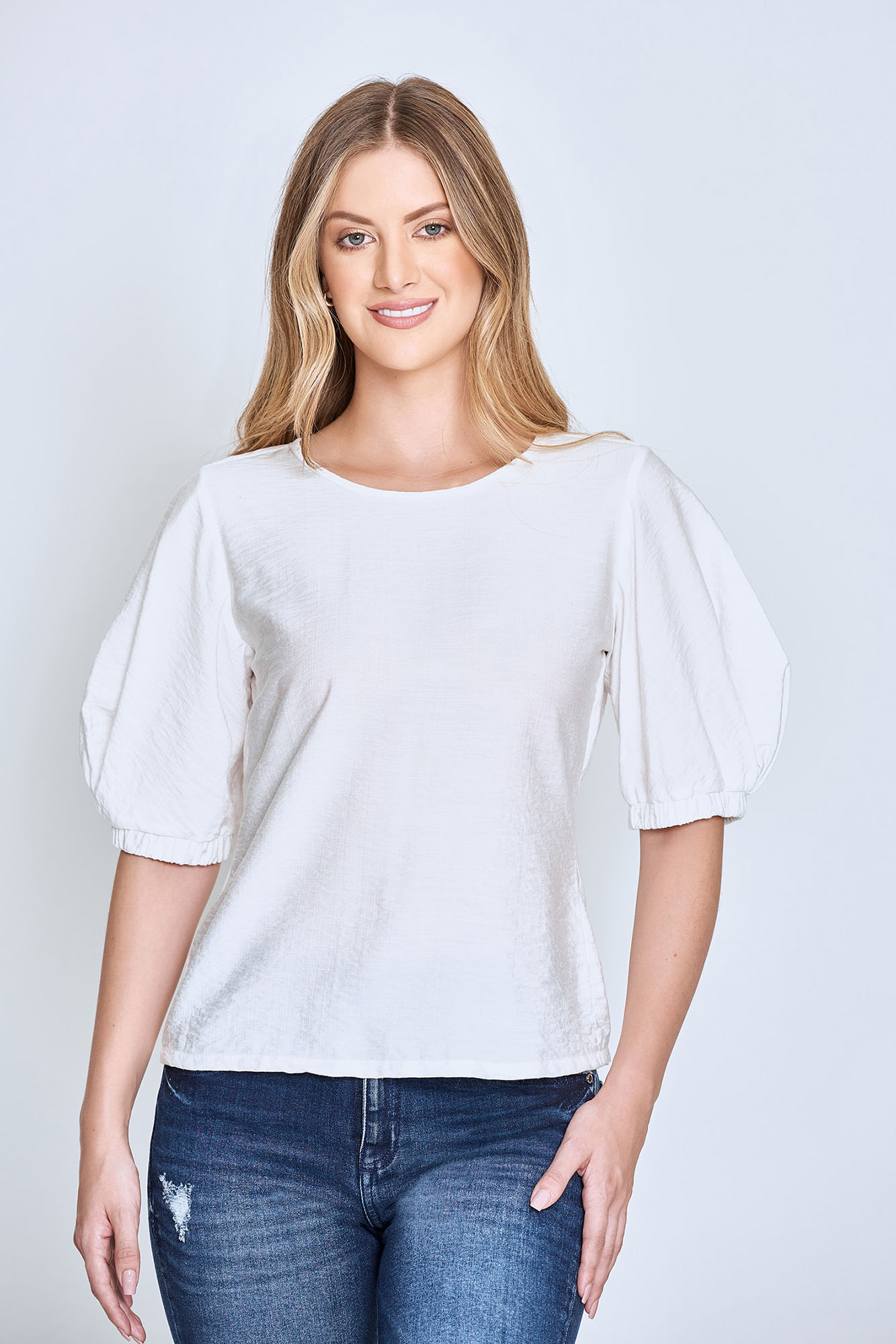 Blusa Manga corta Color Ivory Para Mujer