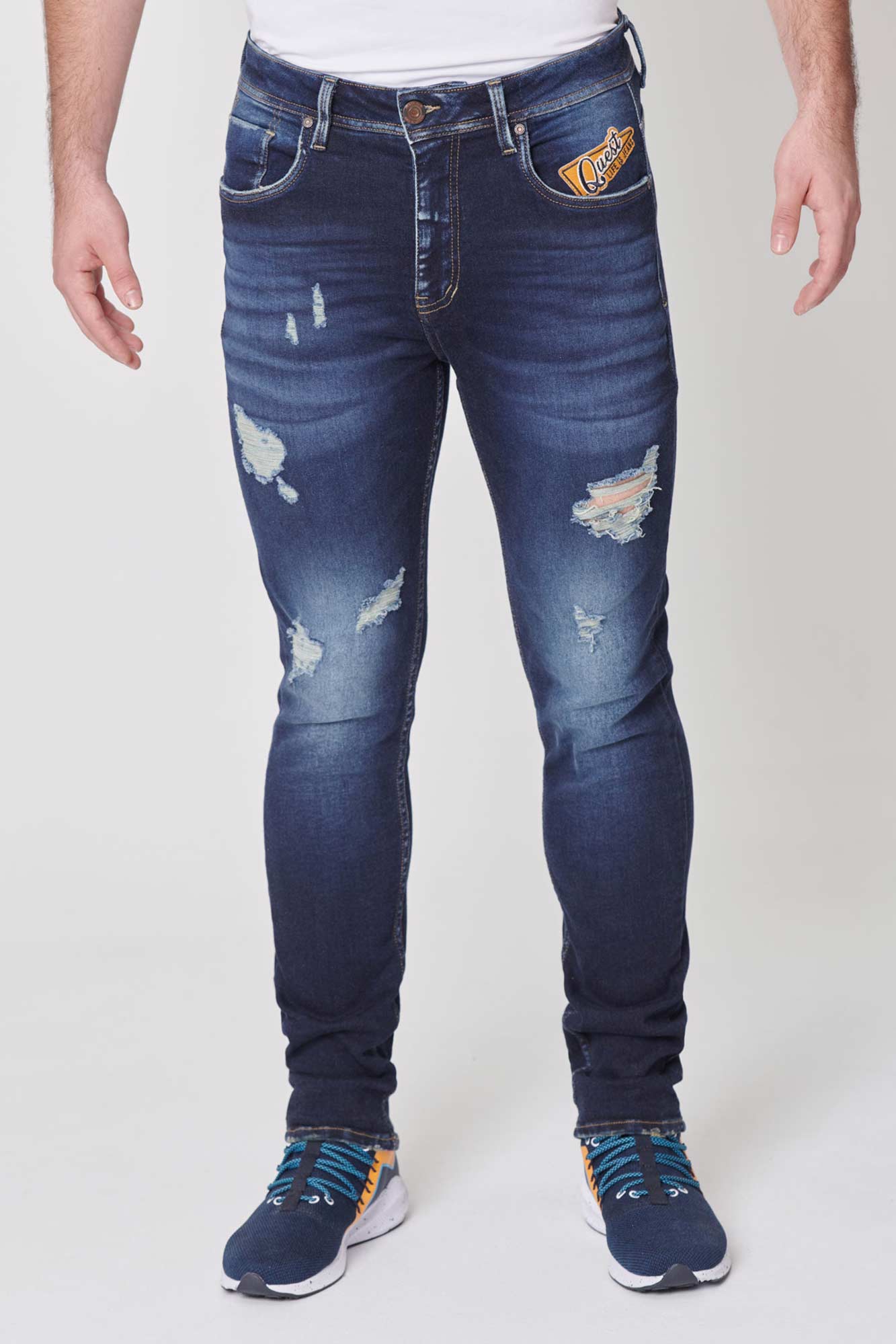 Jean Slim Color Azul Oscuro Para Hombre