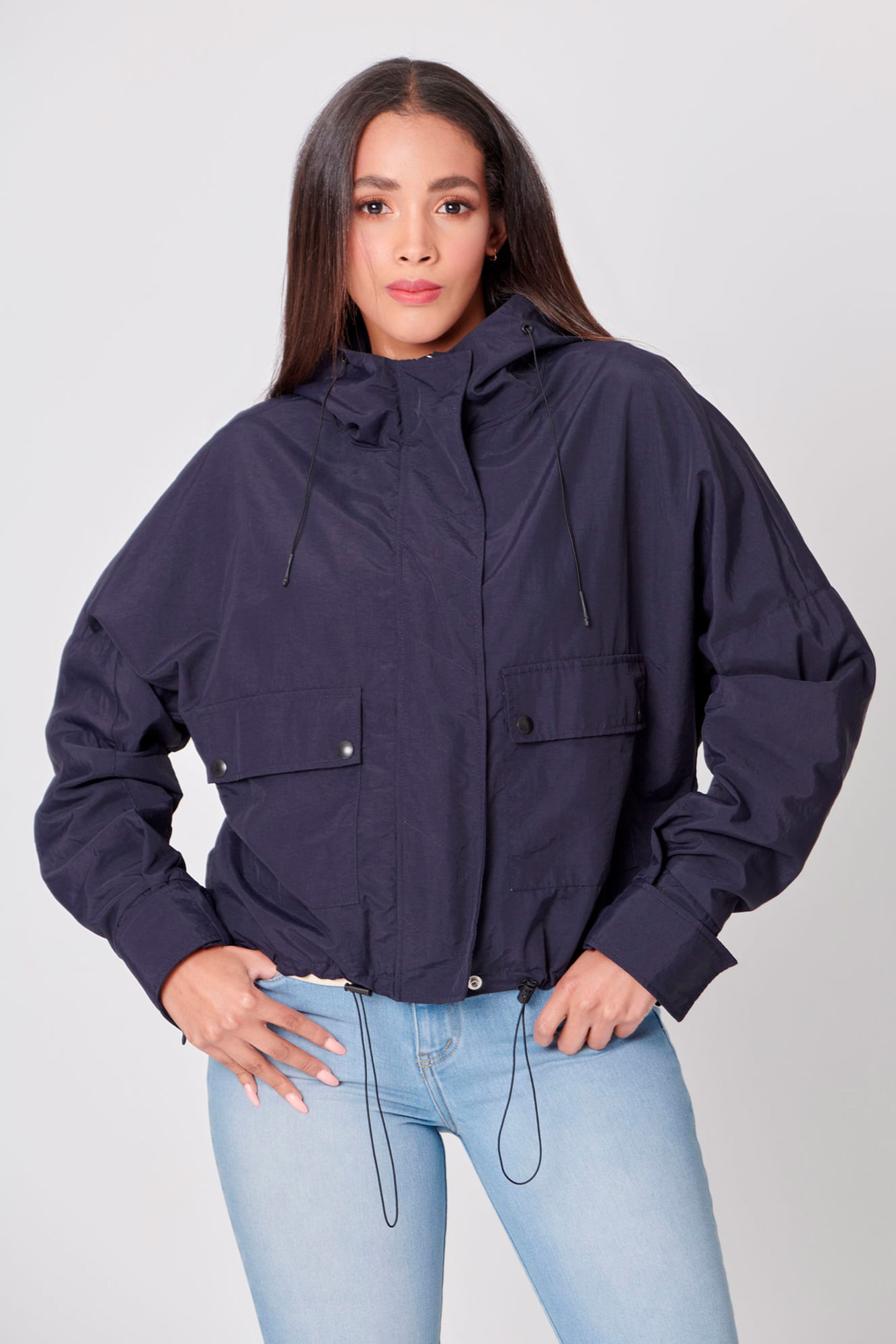 Chaqueta Parka Color Azul Oscuro Para Mujer