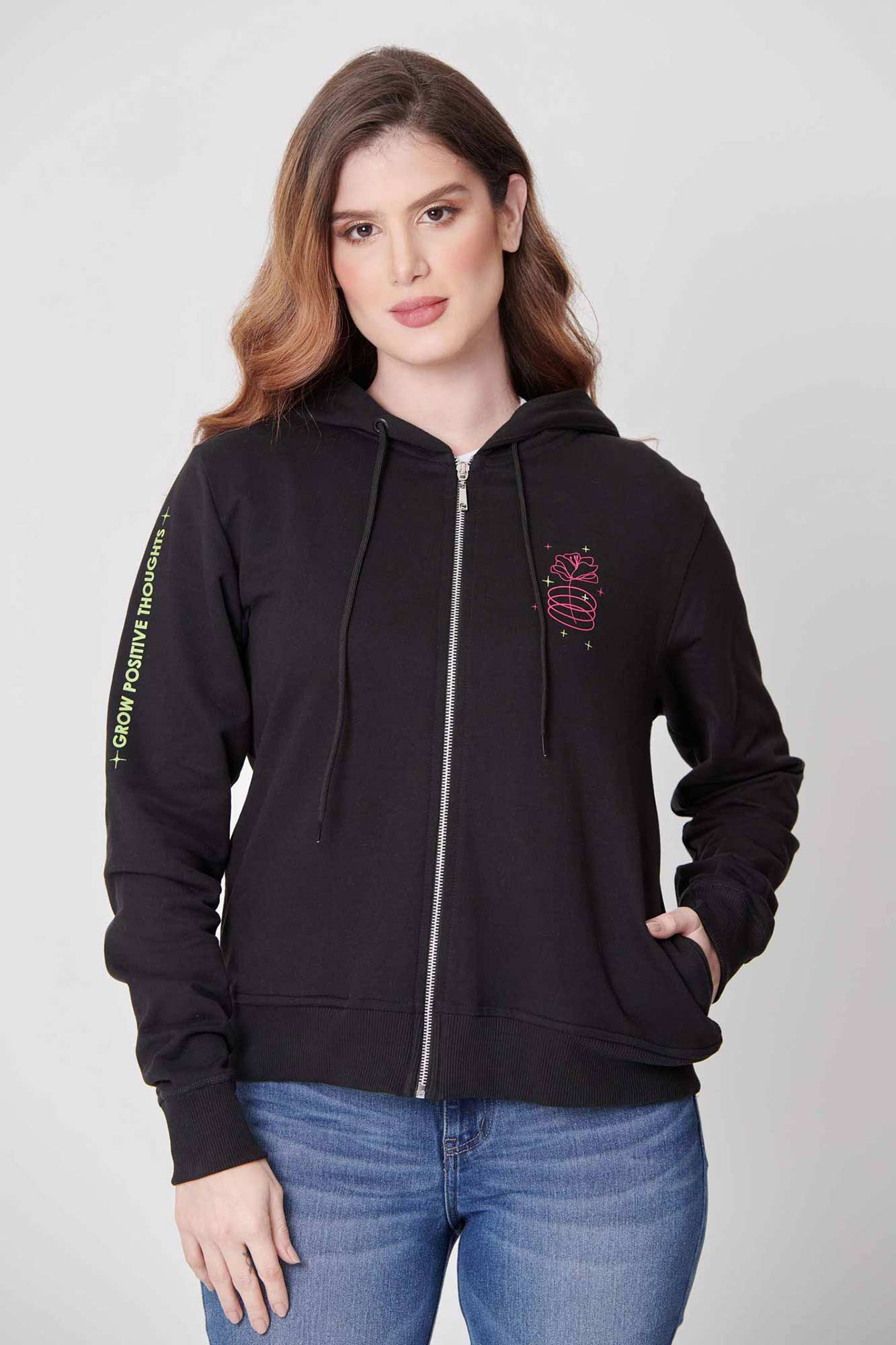 Buzo Abierto Color Negro Para Mujer