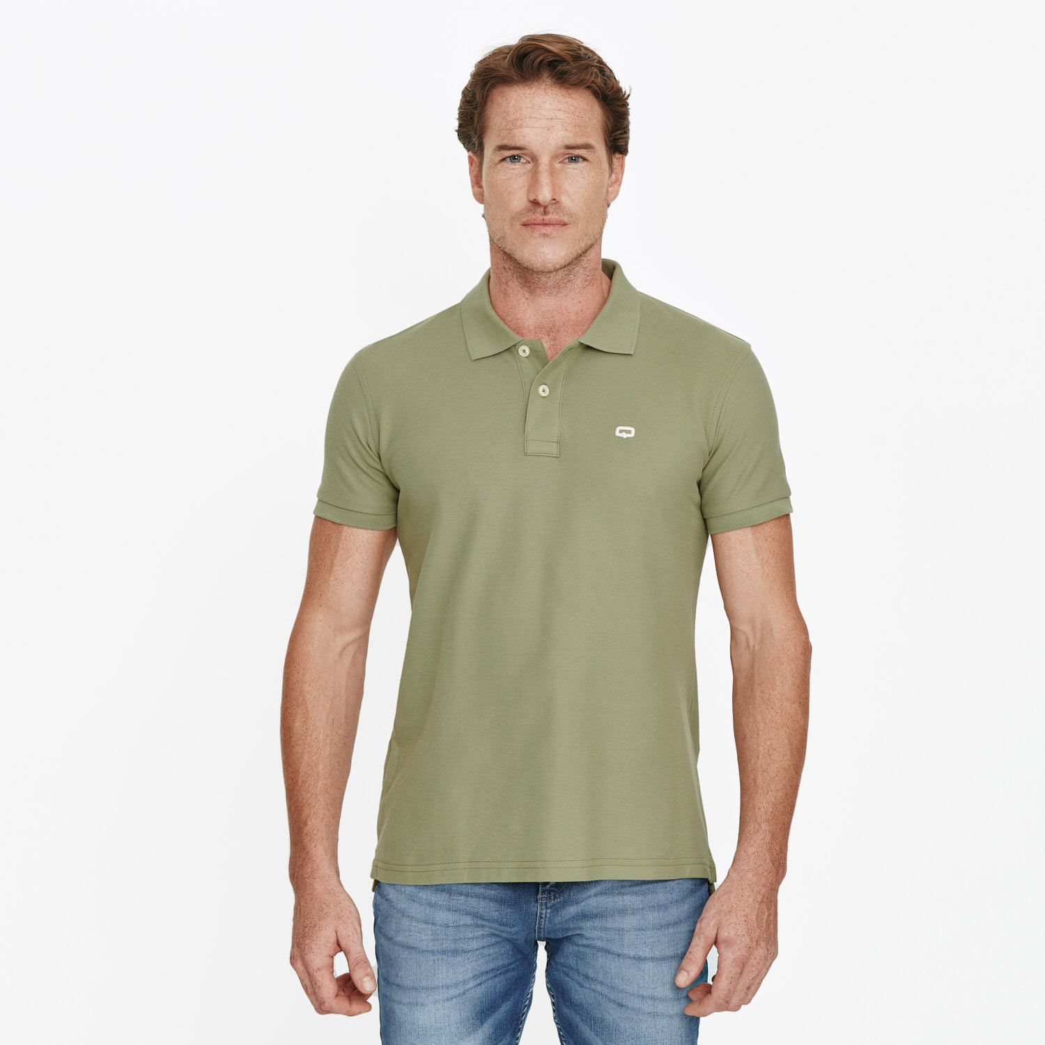 Polo Slim Color Verde oliva medio Para Hombre