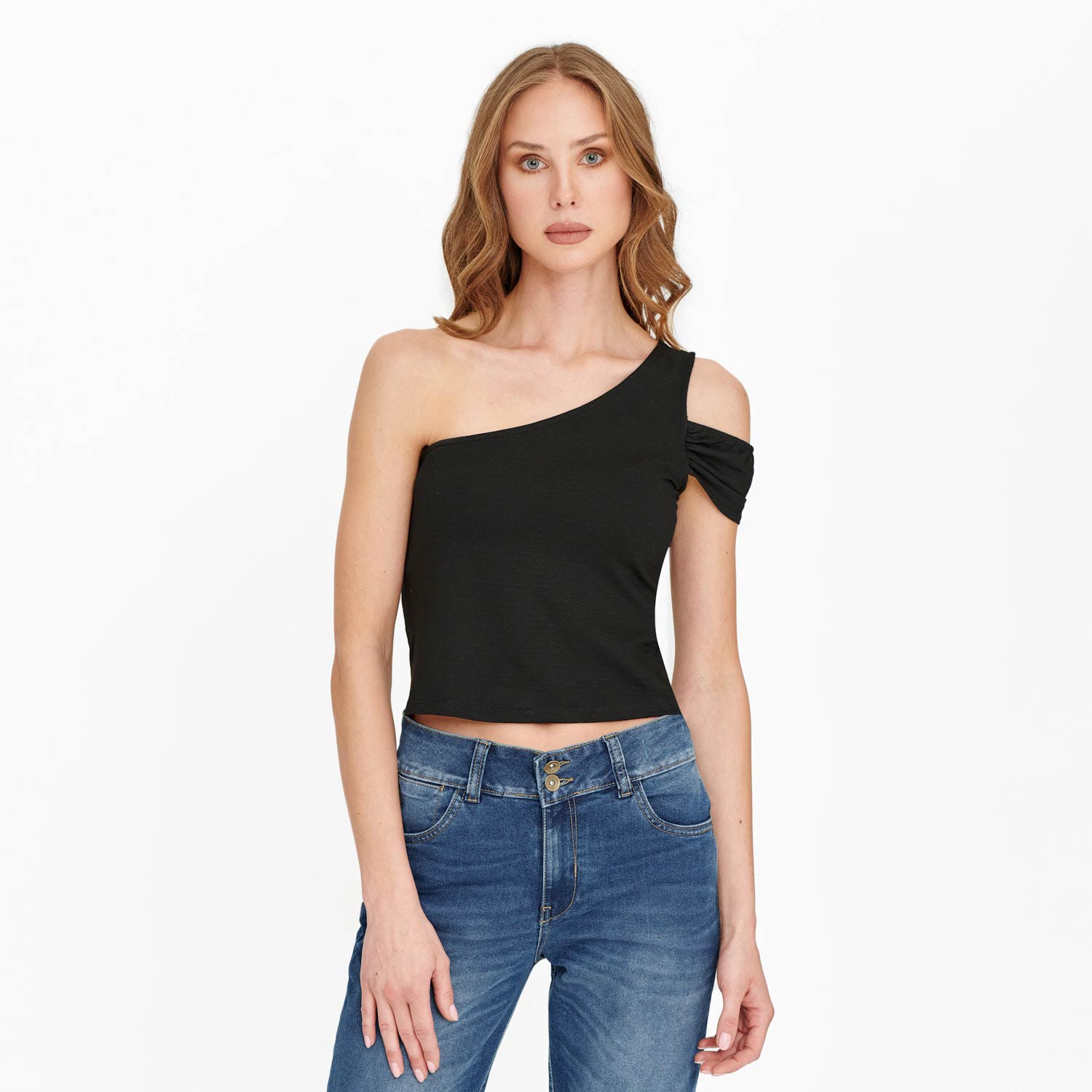 Blusa Manga Corta Color Negro Para Mujer