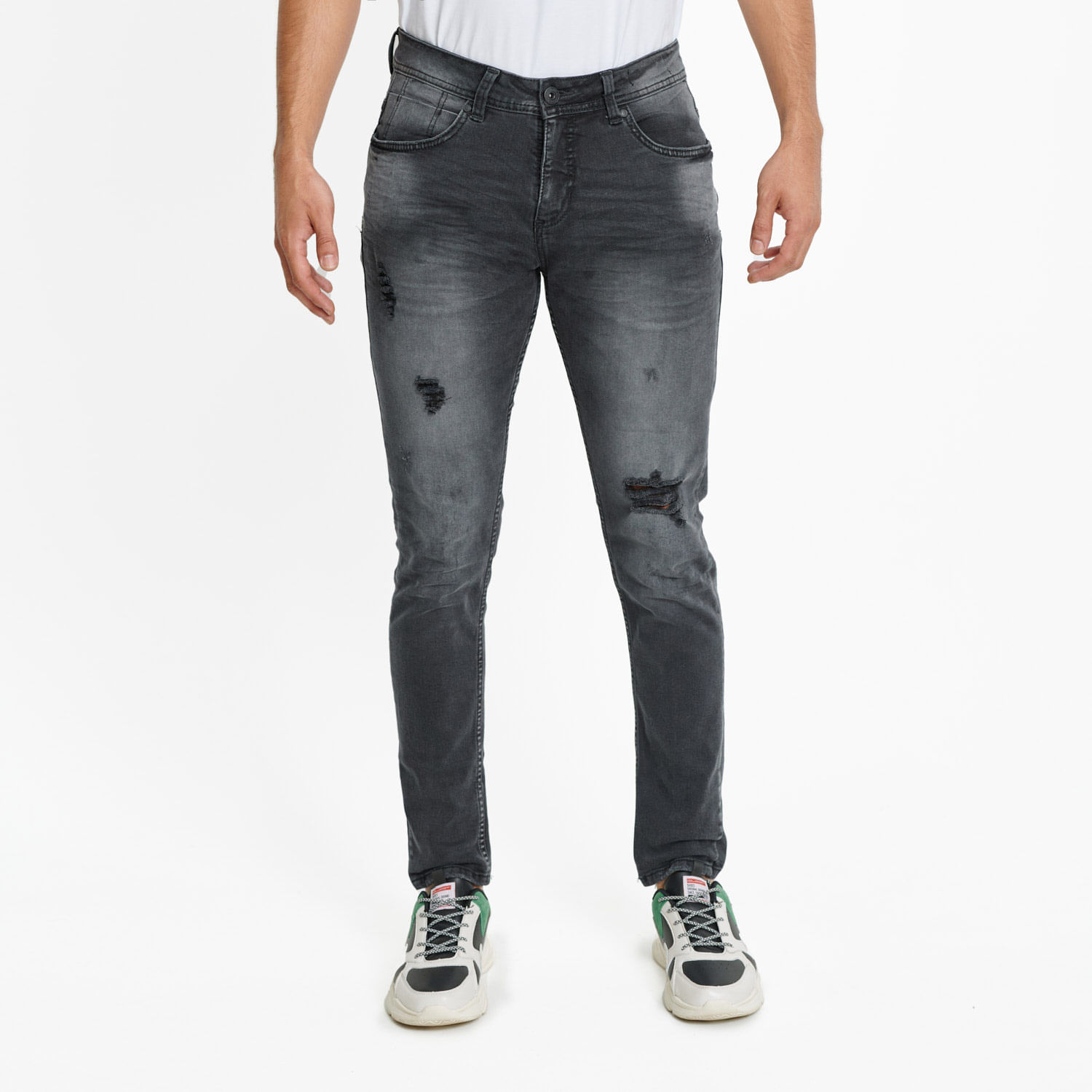 Jean Skinny Para Hombre Color Gris Oscuro