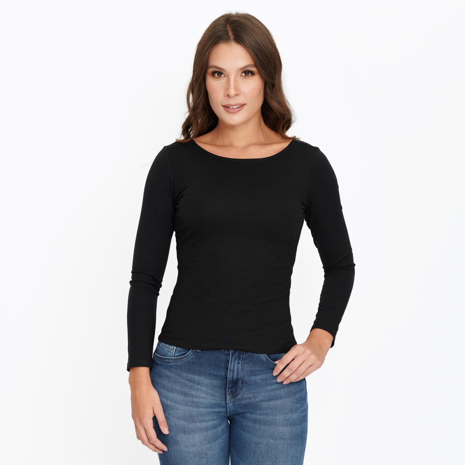 Blusa Manga Larga Color Negro Para Mujer