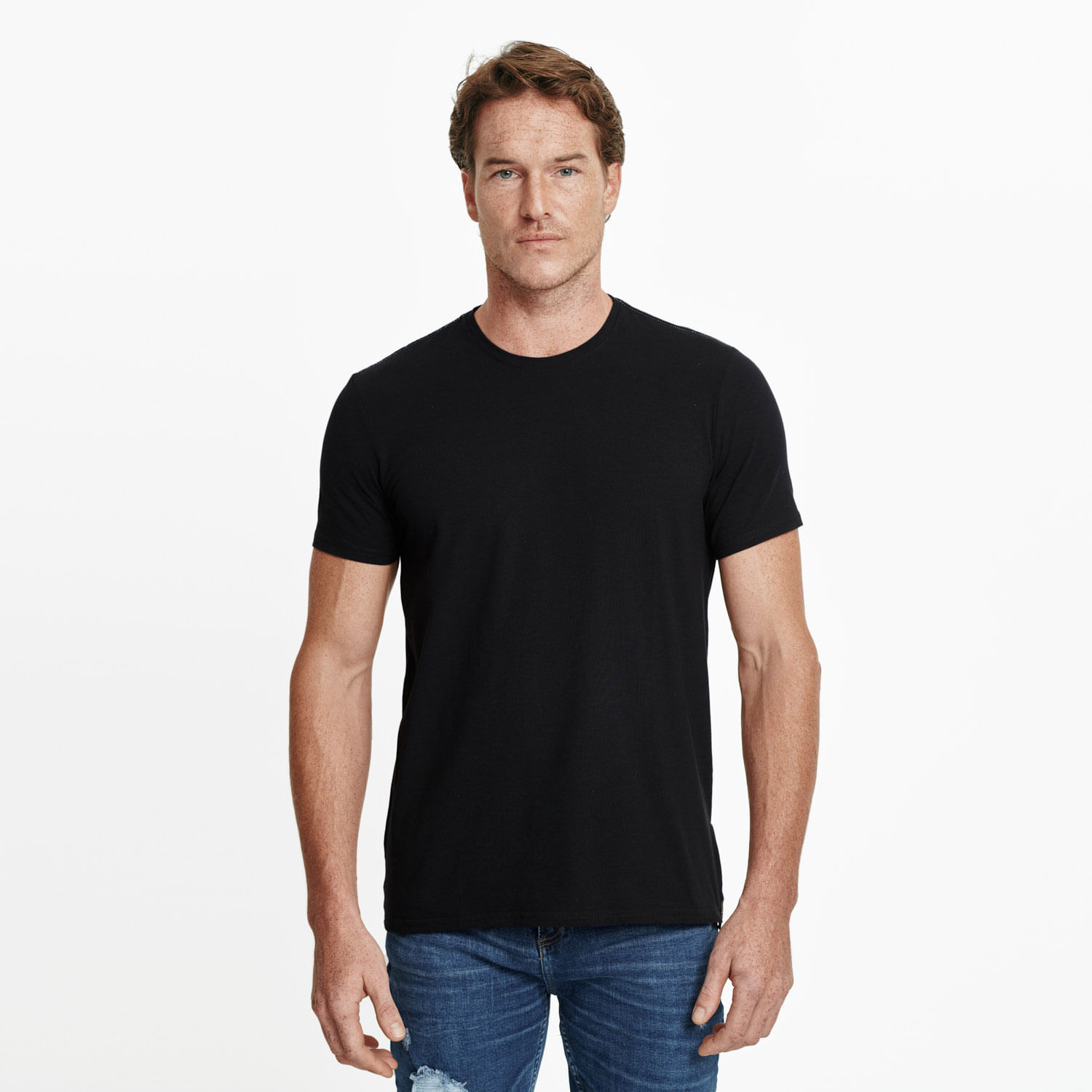 Camiseta Slim Manga Corta Color Negro Para Hombre