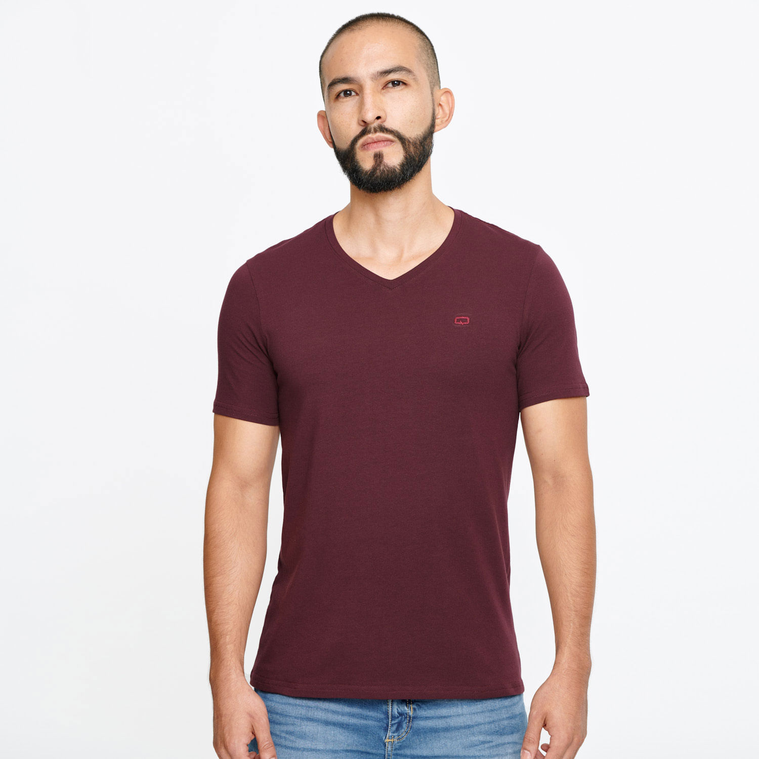 Camiseta Unicolor Color Burgundy Para Hombre