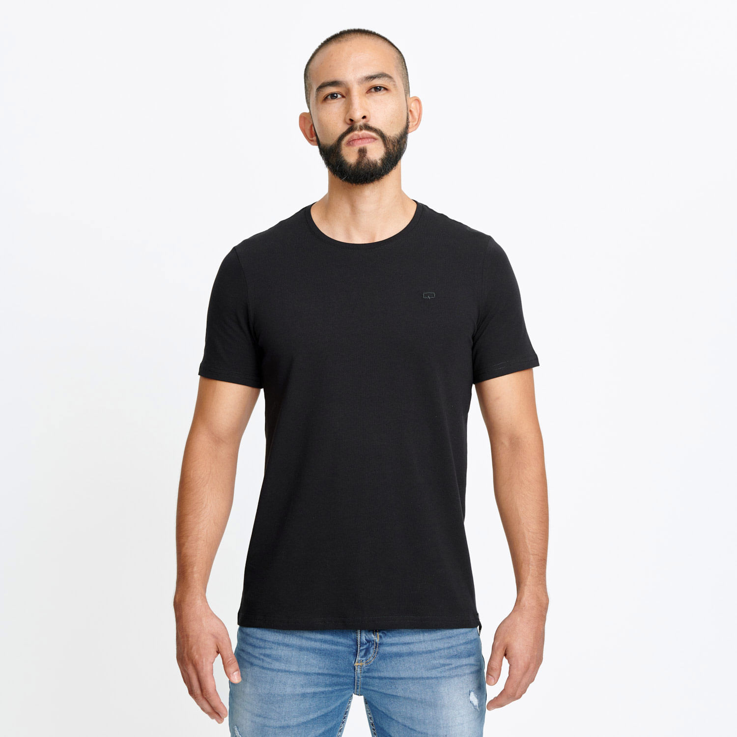 Camiseta Unicolor Color Negro Para Hombre