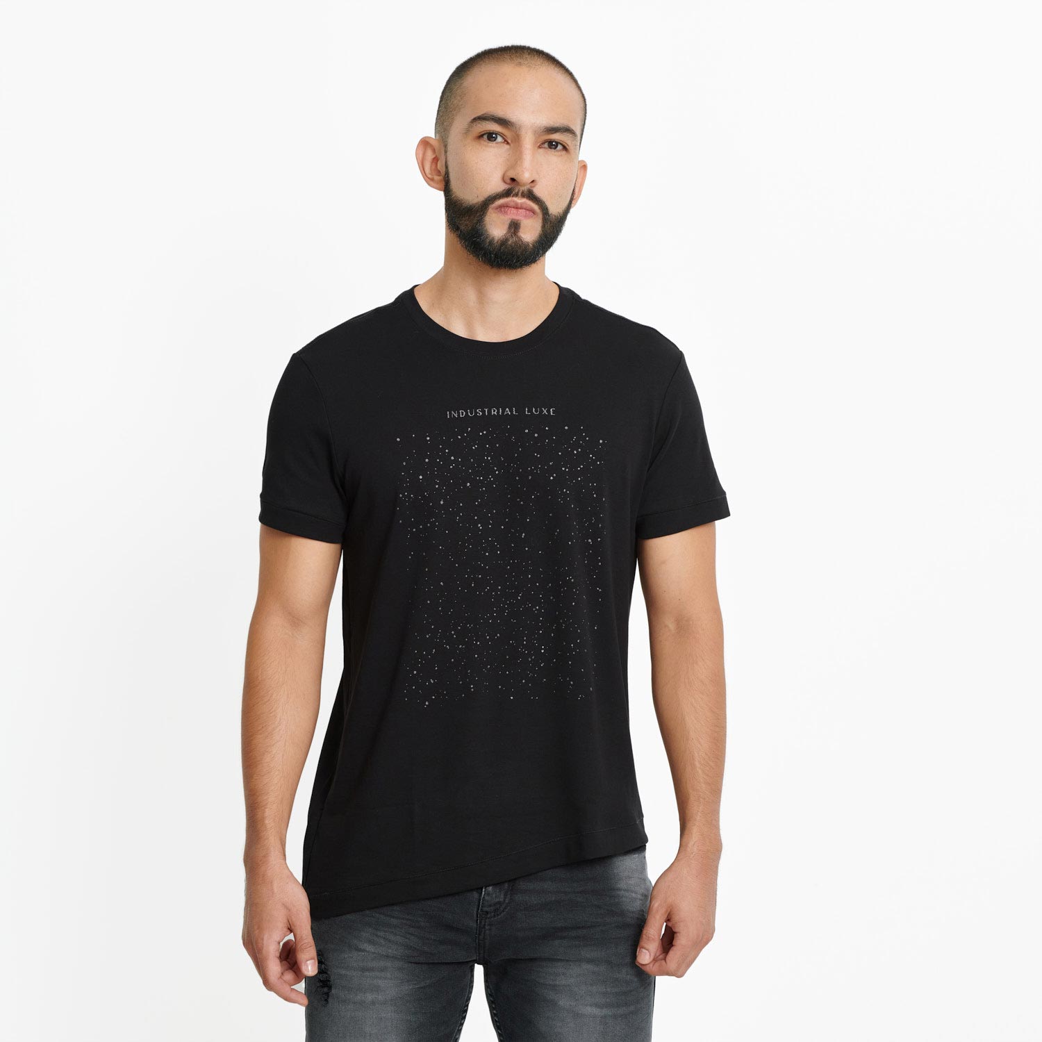 Camiseta Manga Corta Color Negro Para Hombre