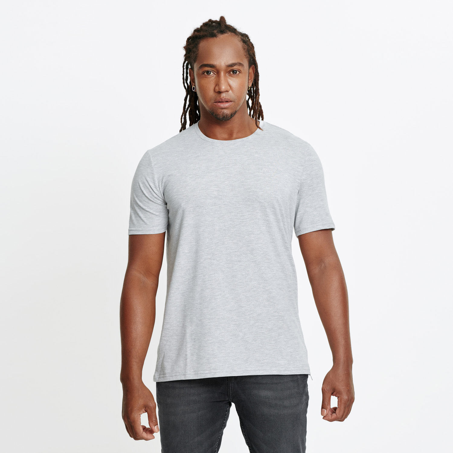 Camiseta Unicolor Color Gris jaspe claro Para Hombre