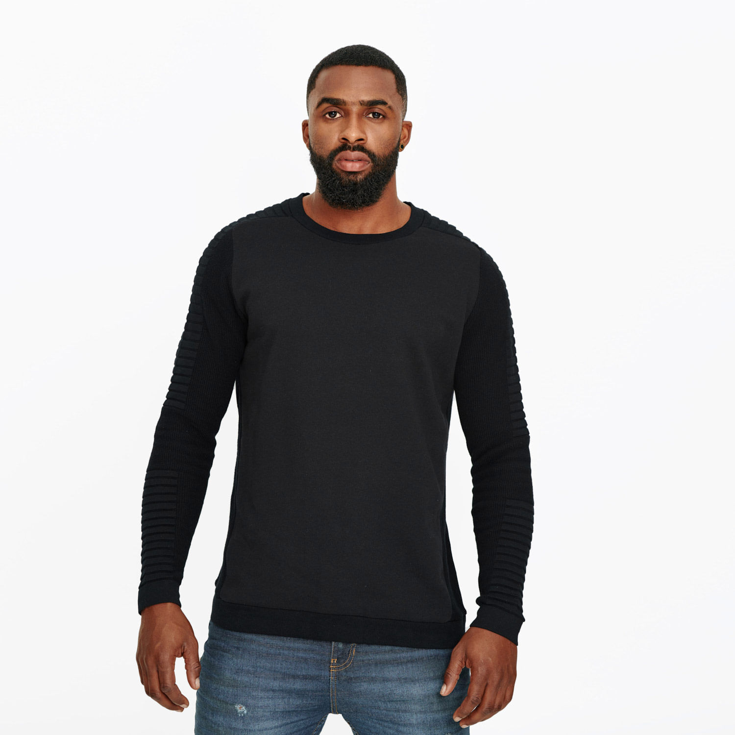 Sweater Cerrado Color Negro Para Hombre