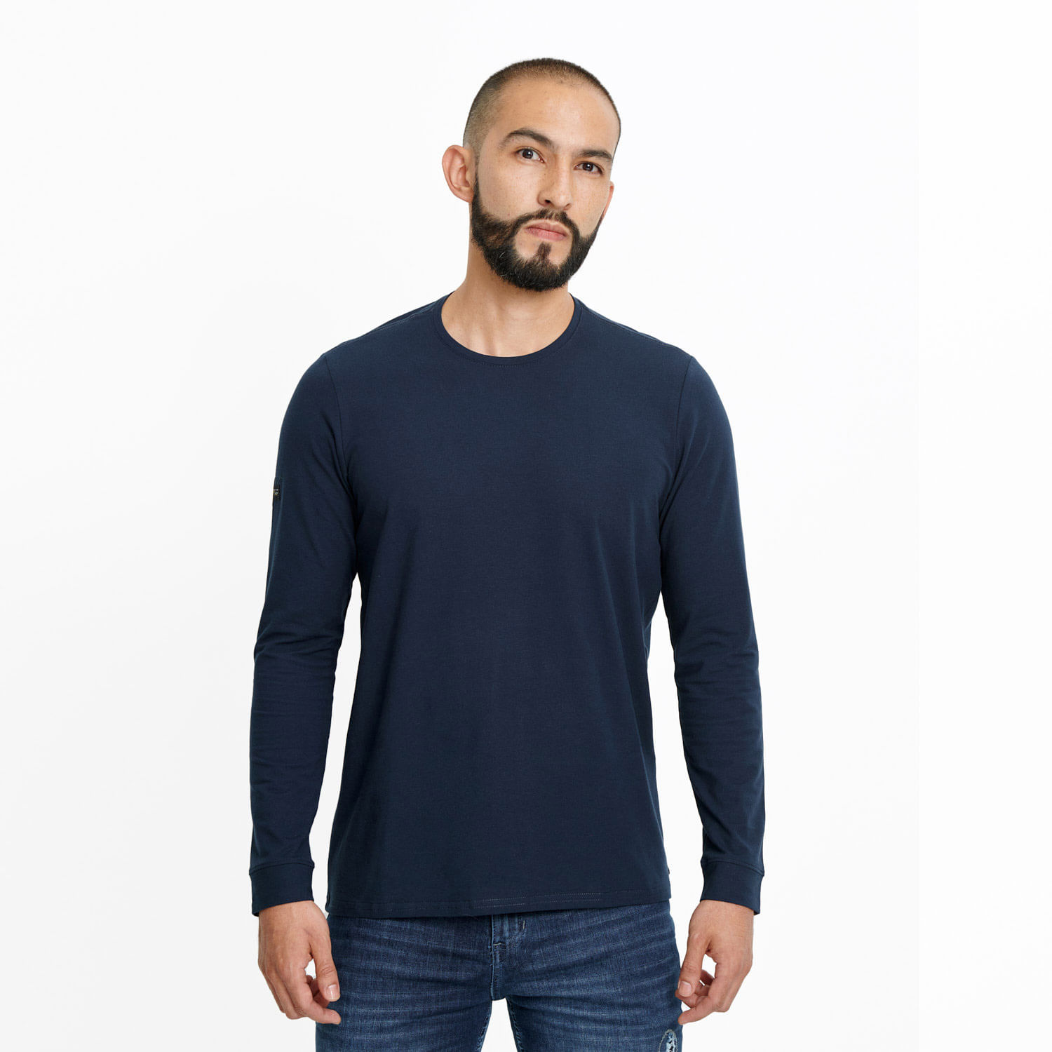 Camiseta Premium Manga Larga Color Azul Oscuro Para Hombre