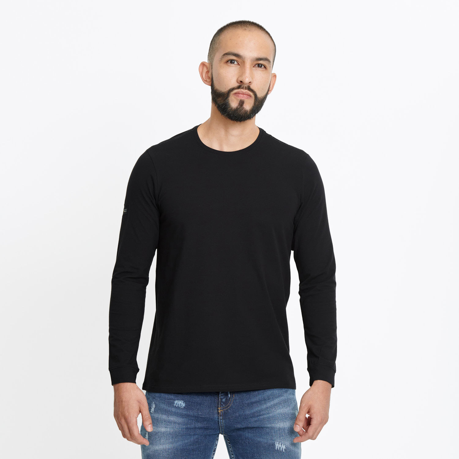 Camiseta Premium Manga Larga Color Negro Para Hombre