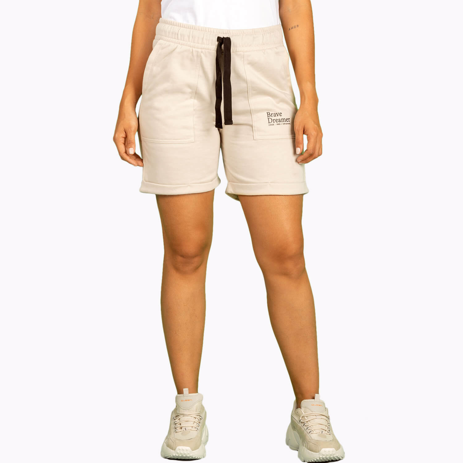 Short Cargo Color Avena Para Mujer
