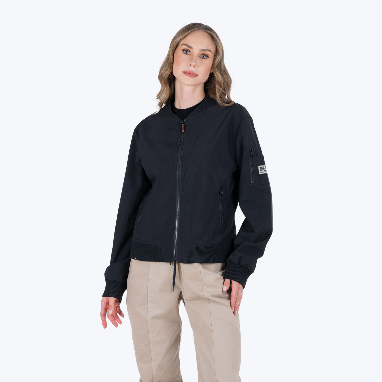 Chaqueta Bomber Color Negro Para Mujer