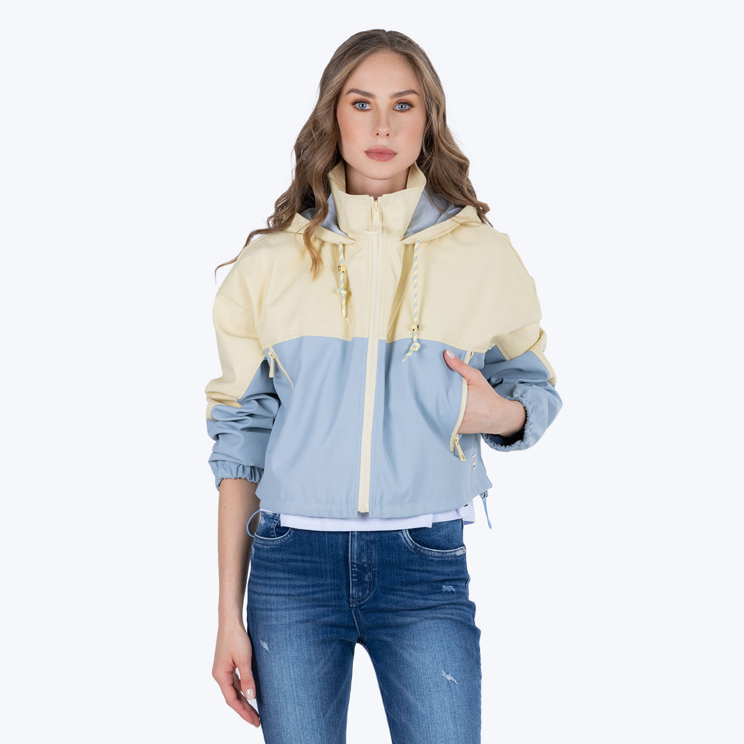 Chaqueta Bomber Color Amarillo Claro Para Mujer