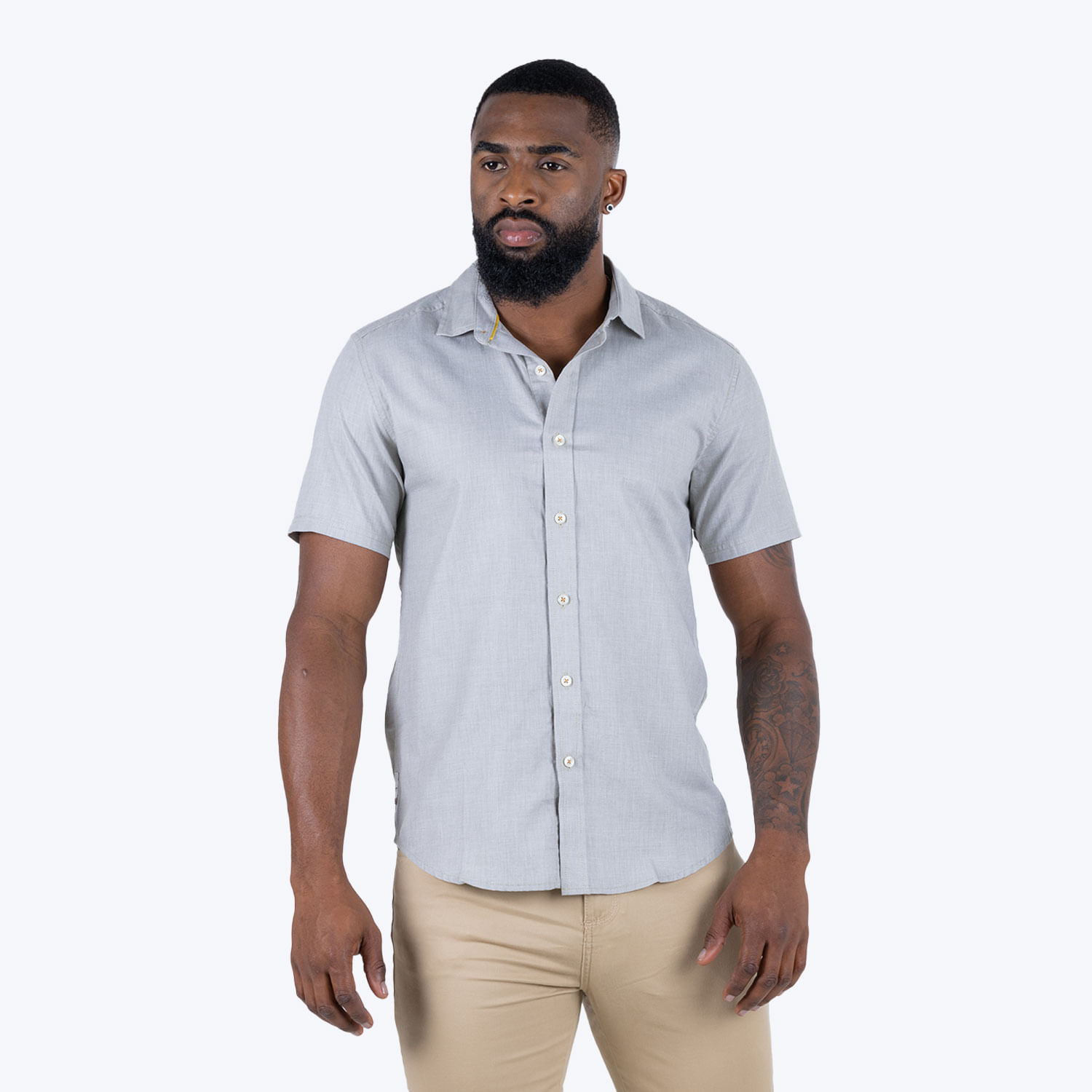 Camisa Manga Corta Color Verde Oliva Para Hombre