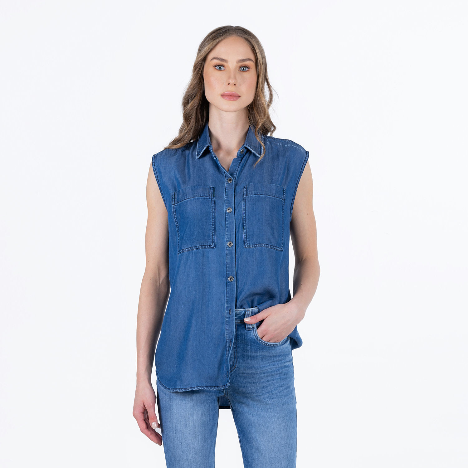 Blusa Manga Sisa Color Azul Medio Para Mujer