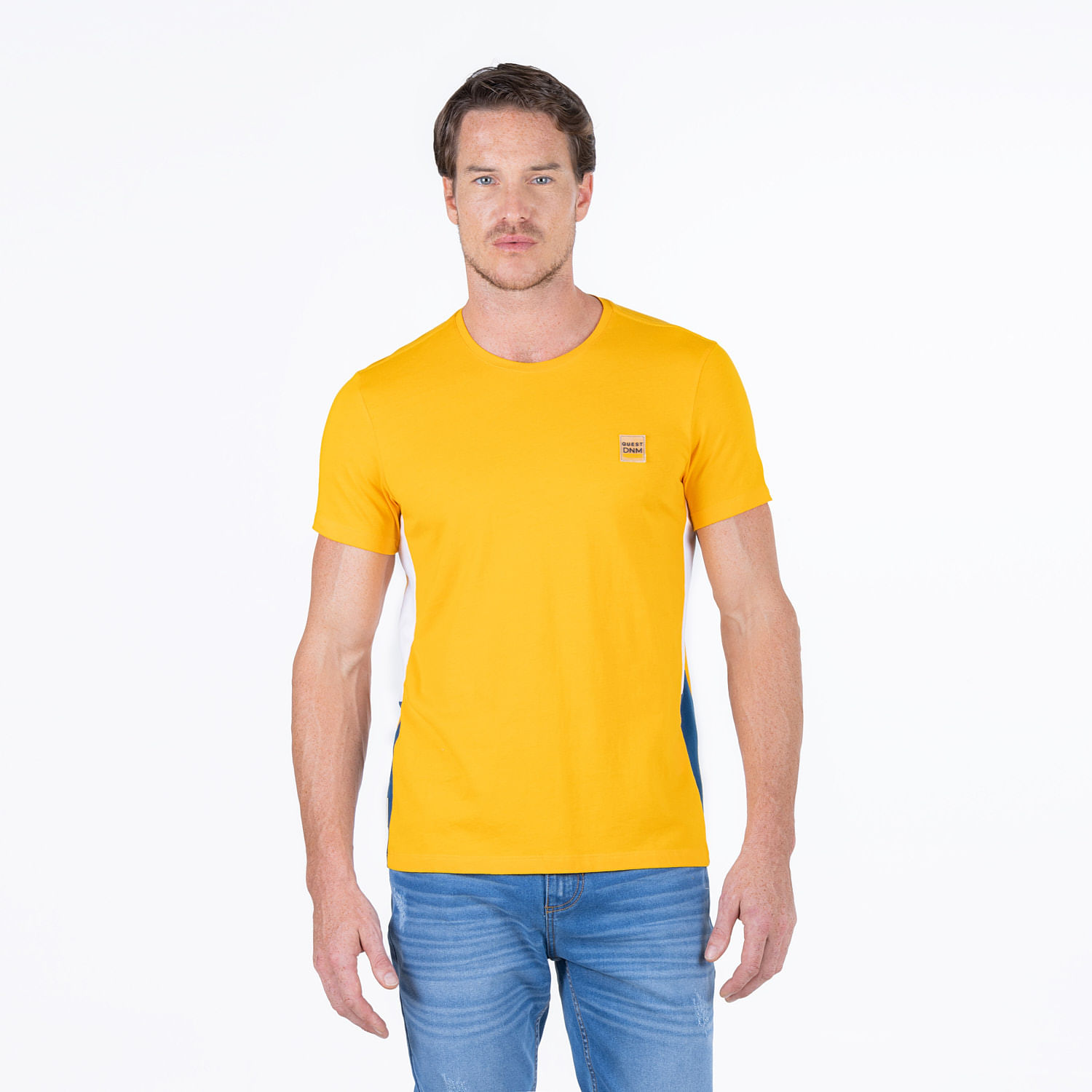 Camiseta Manga Corta Color Amarillo Radiante Para Hombre