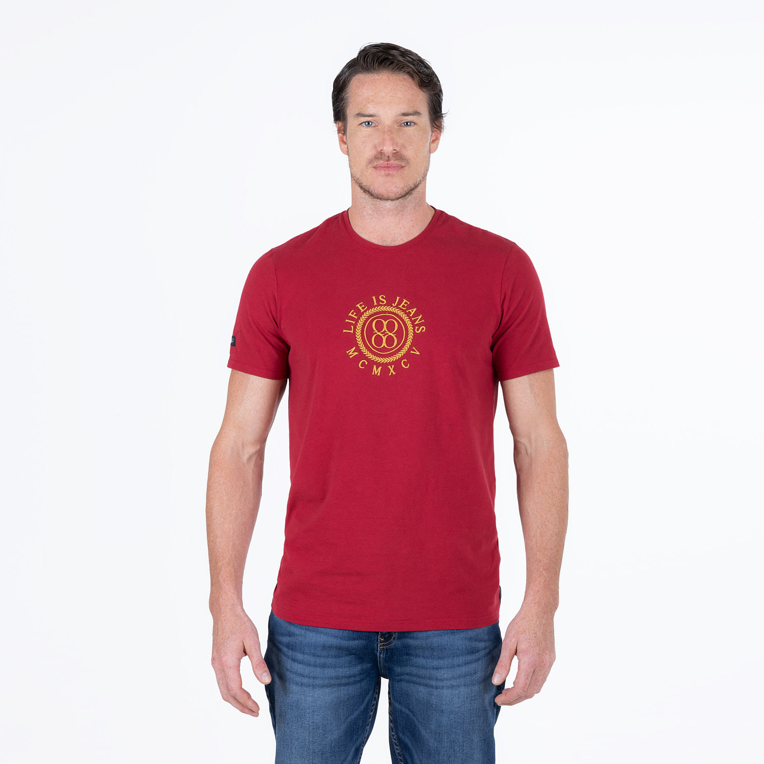 Camiseta Premium Manga Corta Color Rojo Piedra Para Hombre