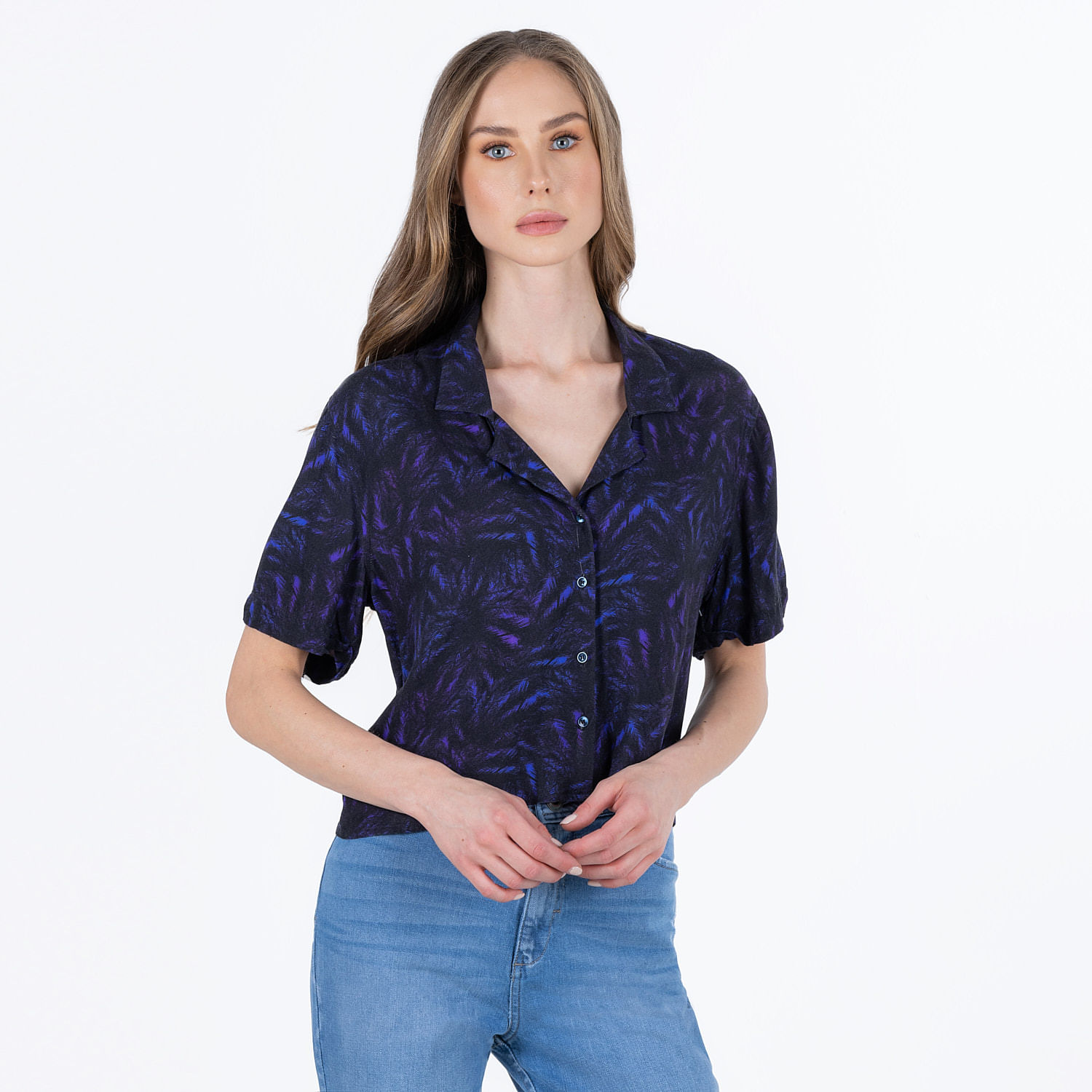 Blusa Manga Corta Color Negro Para Mujer