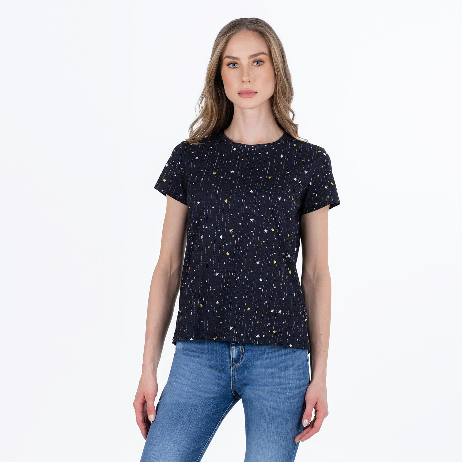 Camiseta Estampado Full Area Color Negro Para Mujer