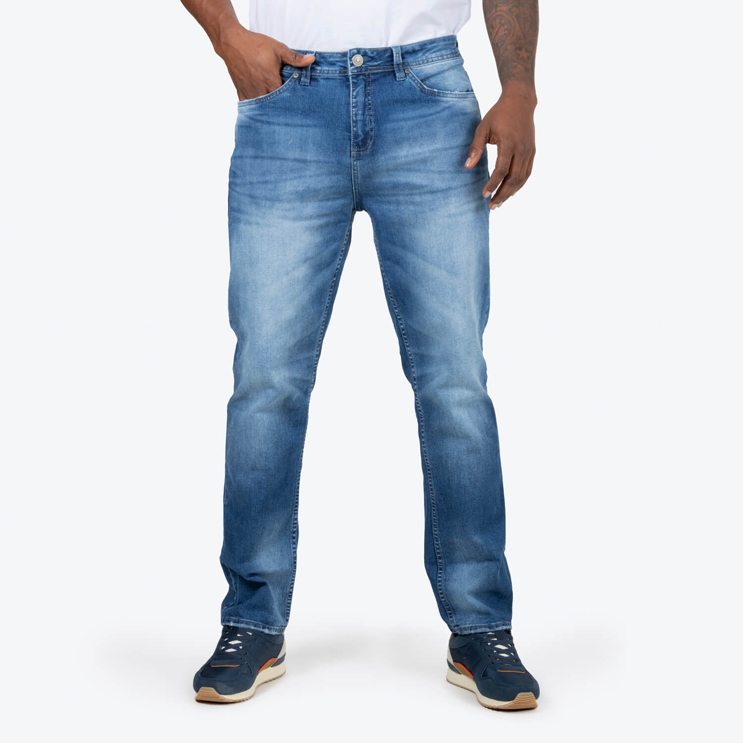 Jean Regular Color Azul Medio Para Hombre