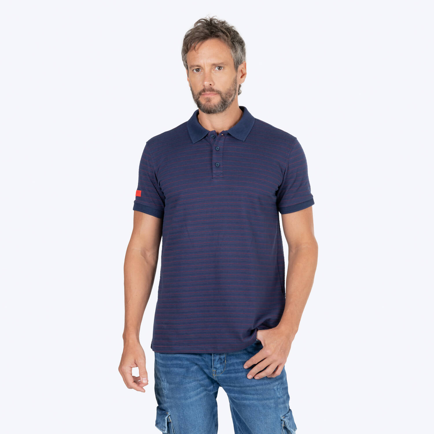 Polo Manga Corta Color Azul Oscuro Para Hombre
