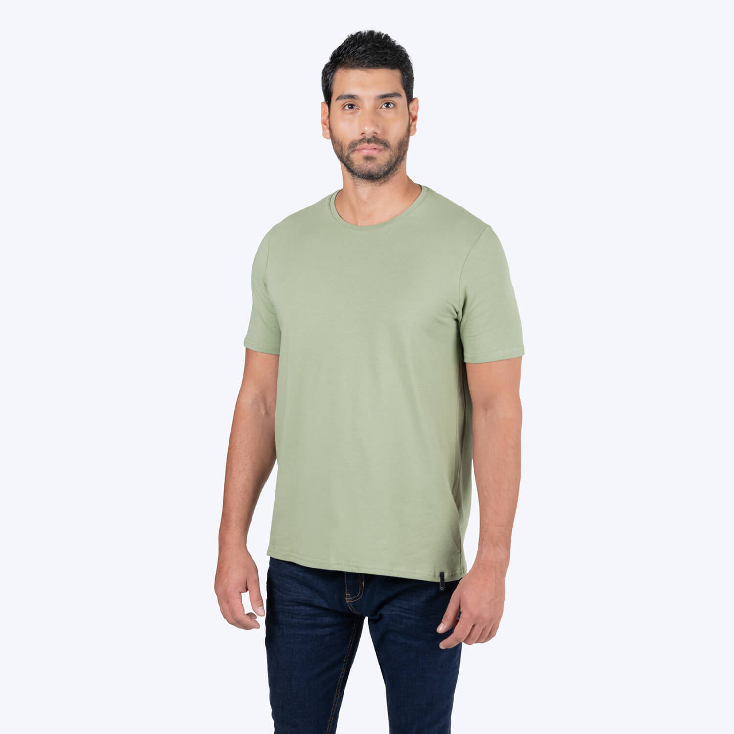 Camiseta Unicolor Color Verde Oil Para Hombre