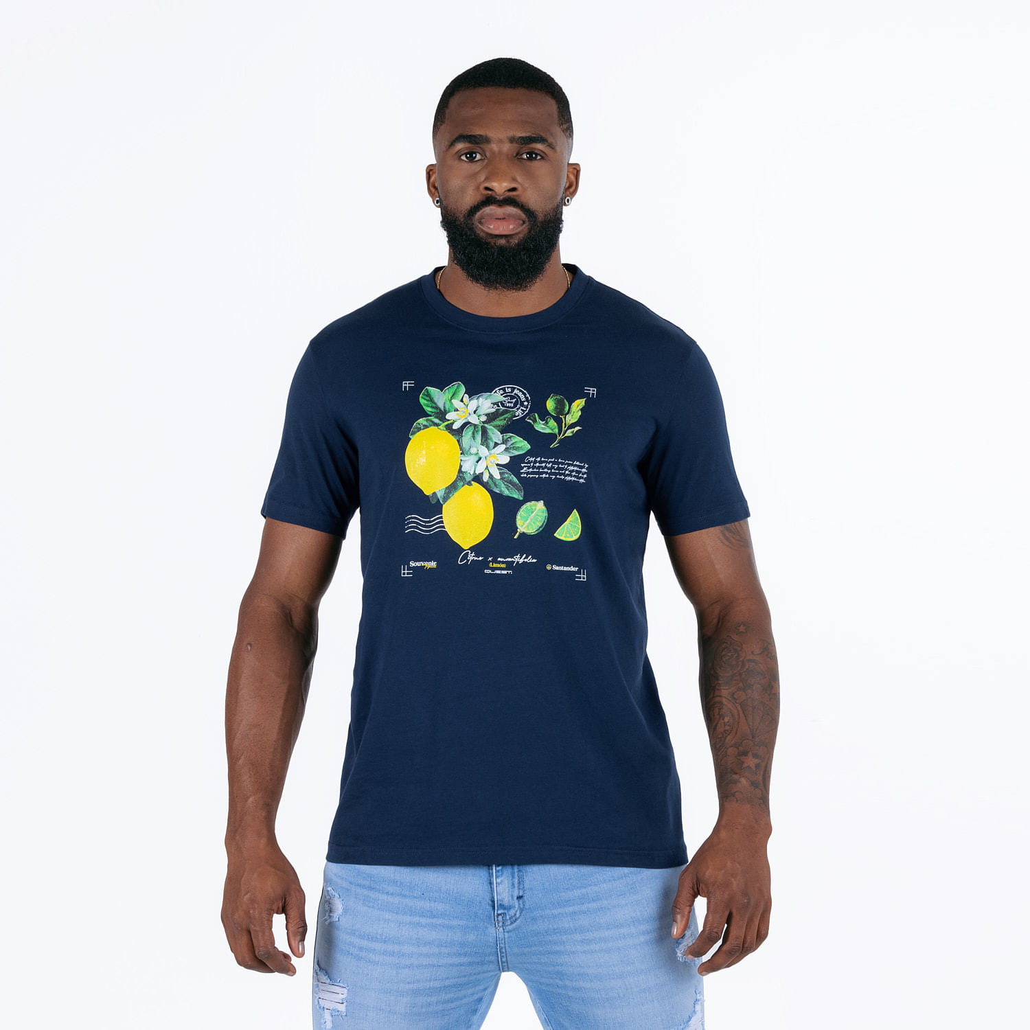 Camiseta Manga Corta Color Azul Oscuro Para Hombre