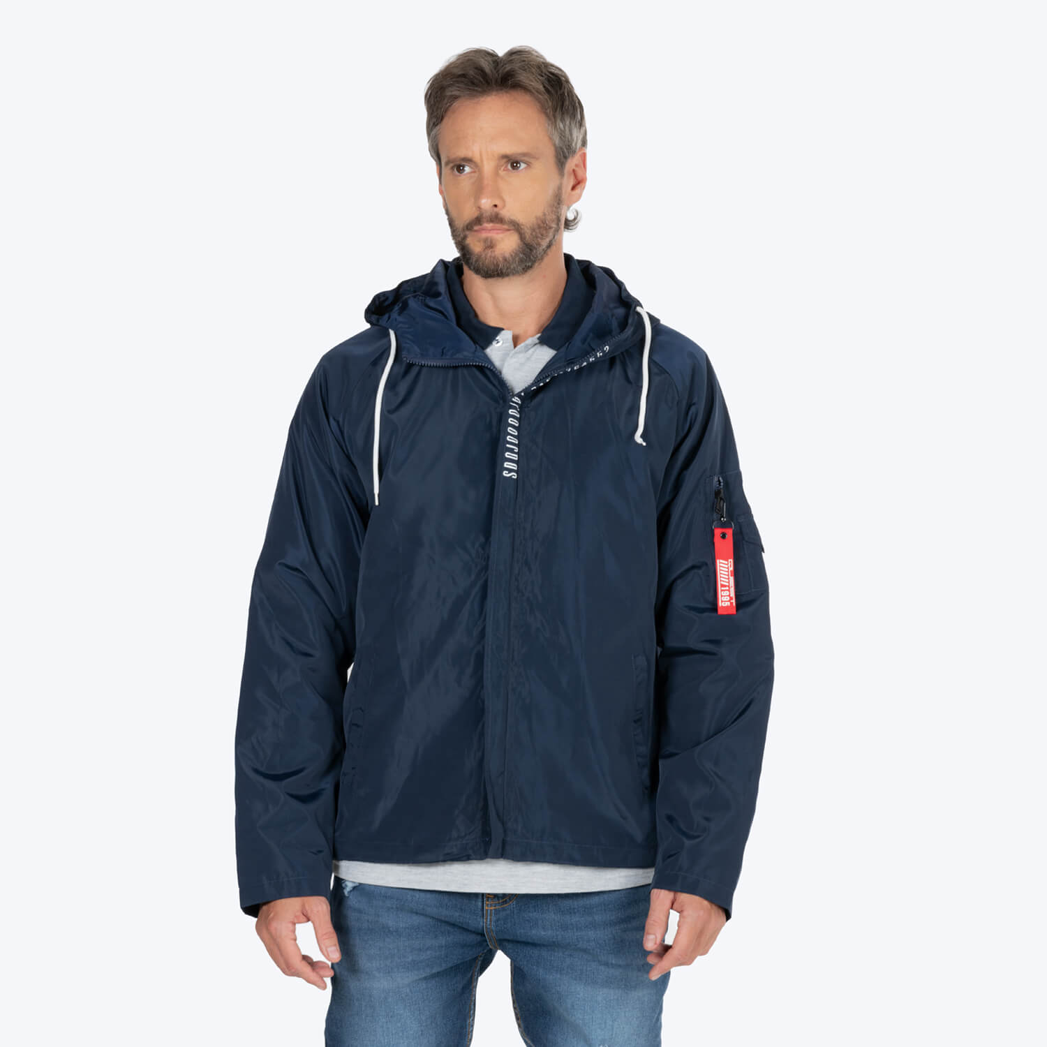 Chaqueta Rompevientos Color Azul Oscuro Para Hombre