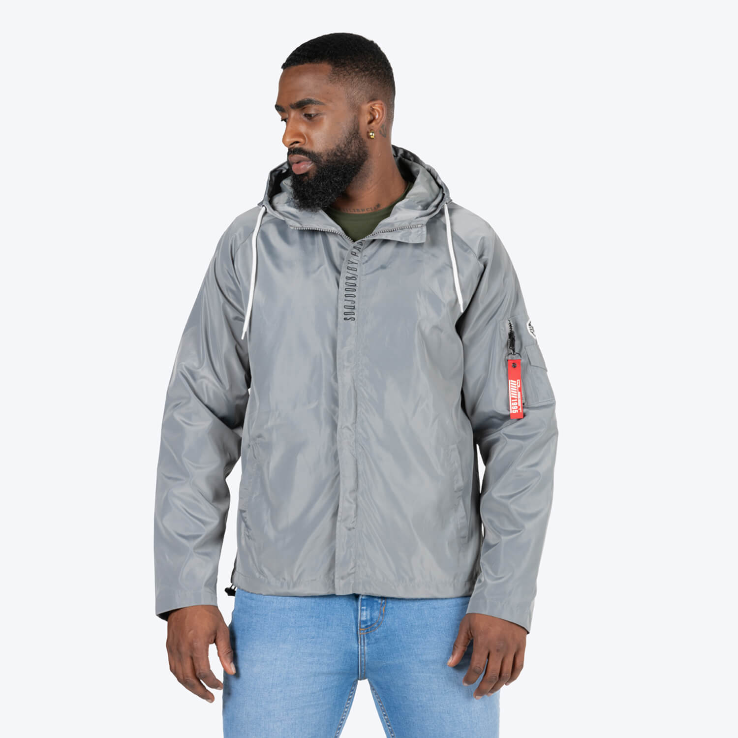 Chaqueta Rompevientos Color Gris Cemento Para Hombre