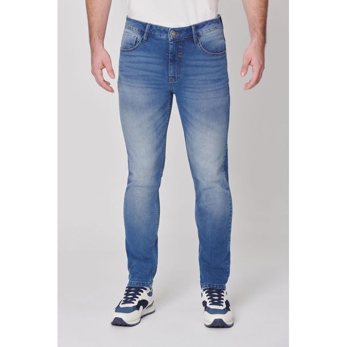 Jean Slim Color Azul Medio Medio Para Hombre