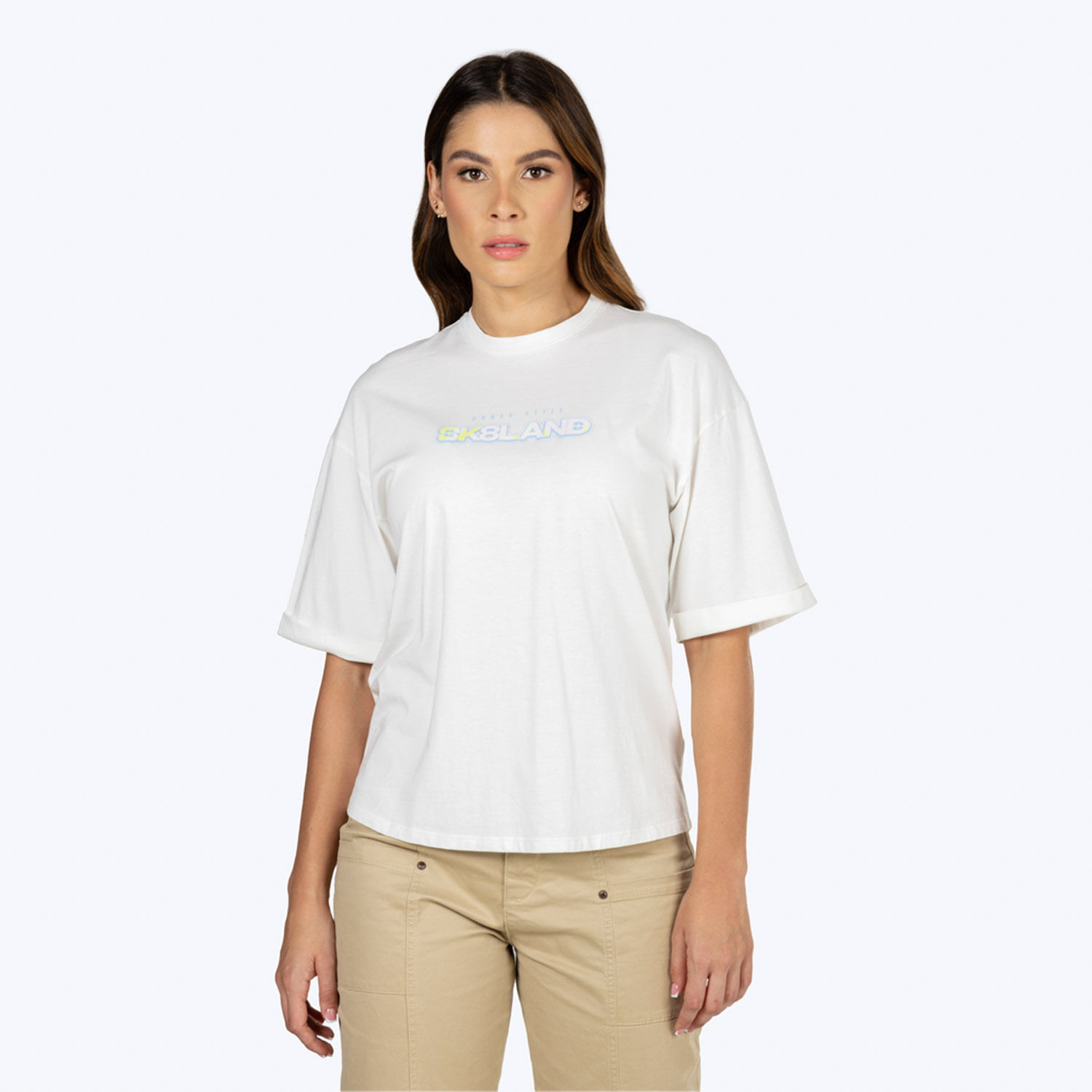 Camiseta Manga Corta Color Ivory Para Mujer