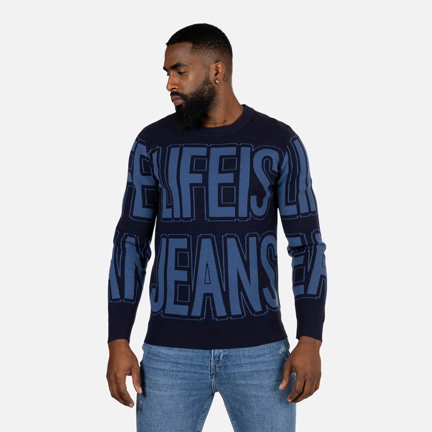Sweater Cerrado Color Azul Oscuro Para Hombre
