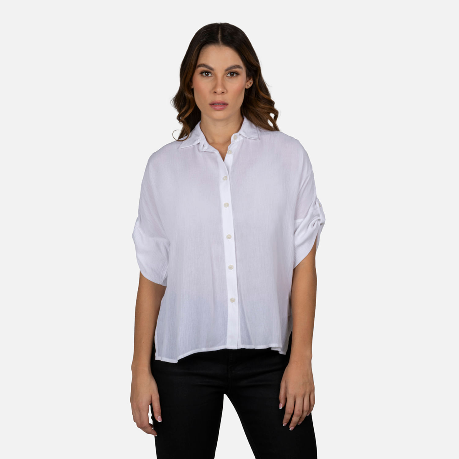 Blusa Manga Corta Color Blanco Para Mujer
