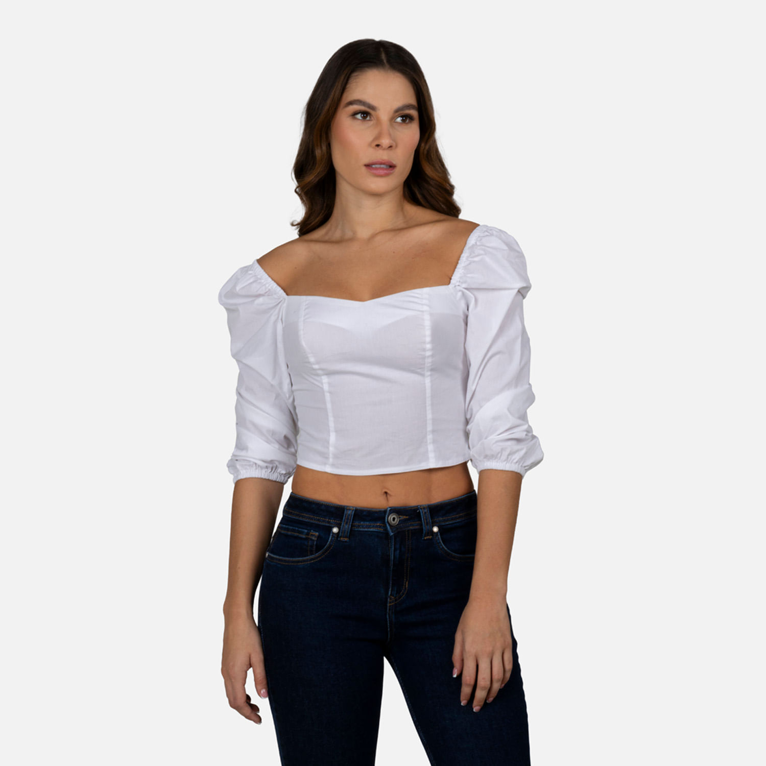 Blusa Manga Larga Color Blanco Para Mujer