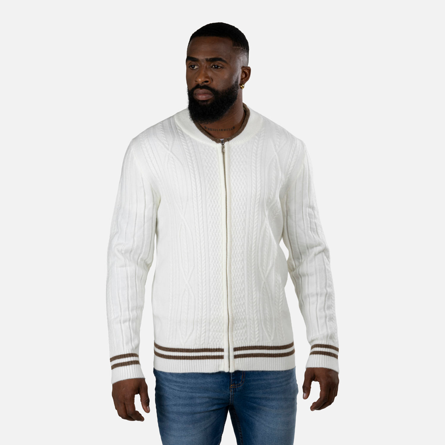 Sweater Abierto Color Ivory Para Hombre