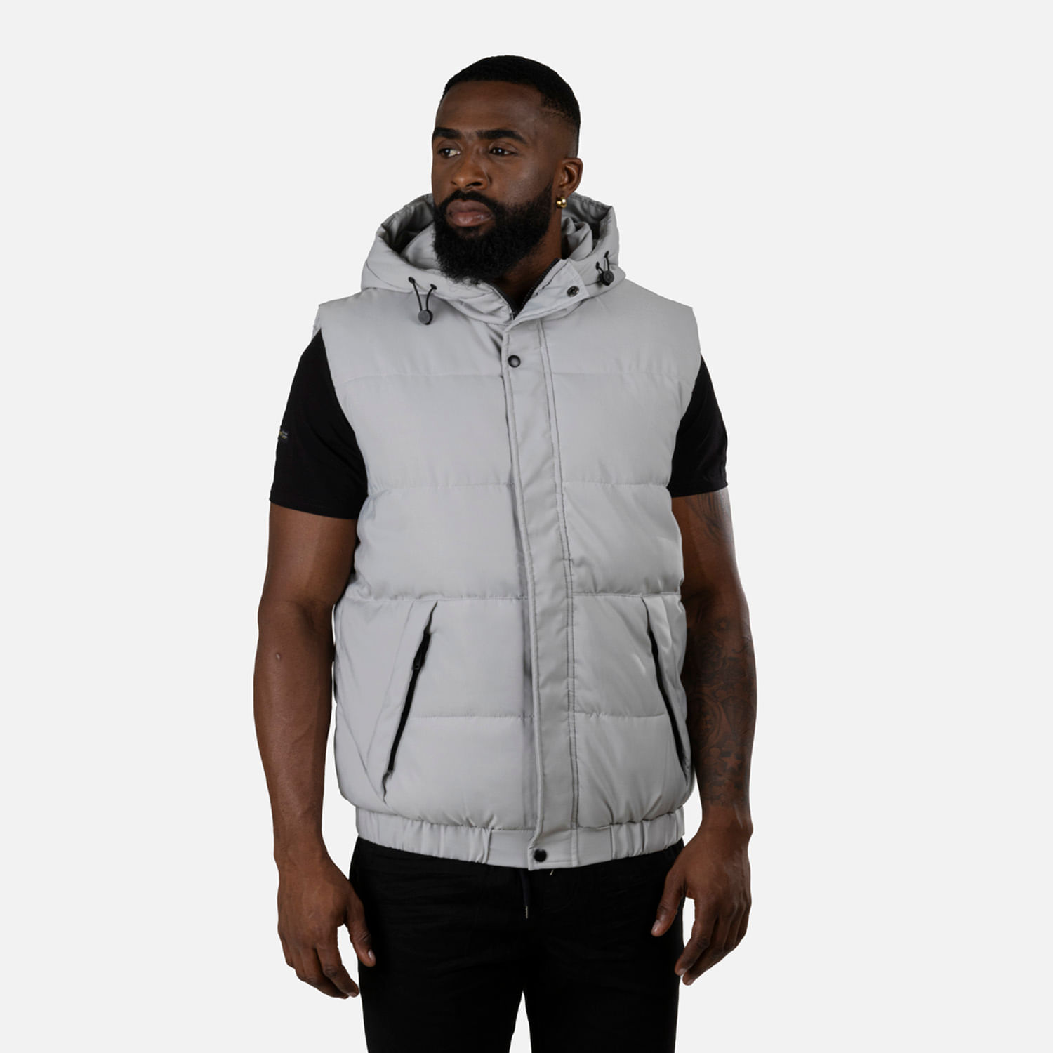 Chaleco Acolchado Color Gris Claro Para Hombre