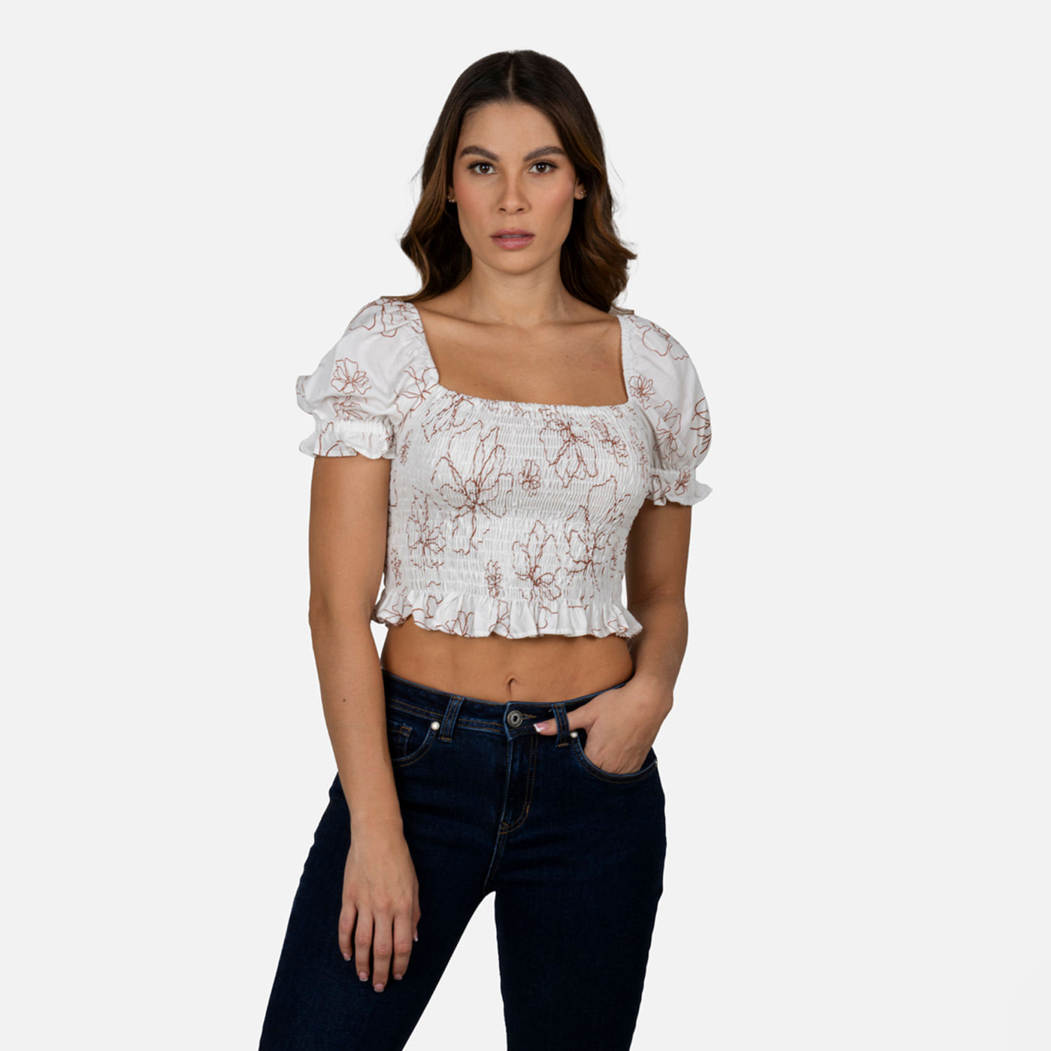 Blusa Manga Corta Color Ivory Para Mujer