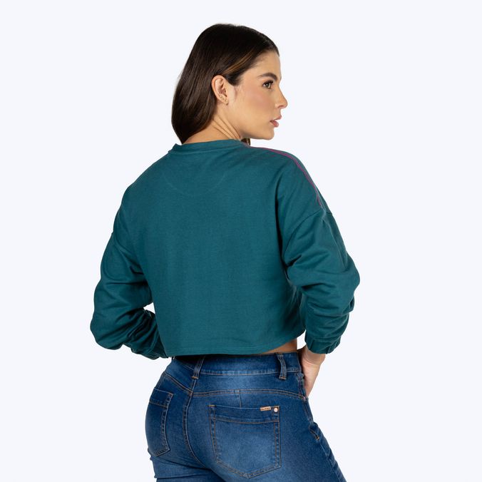 BUZO CERRADO COLOR VERDE TEAL PARA MUJER quest