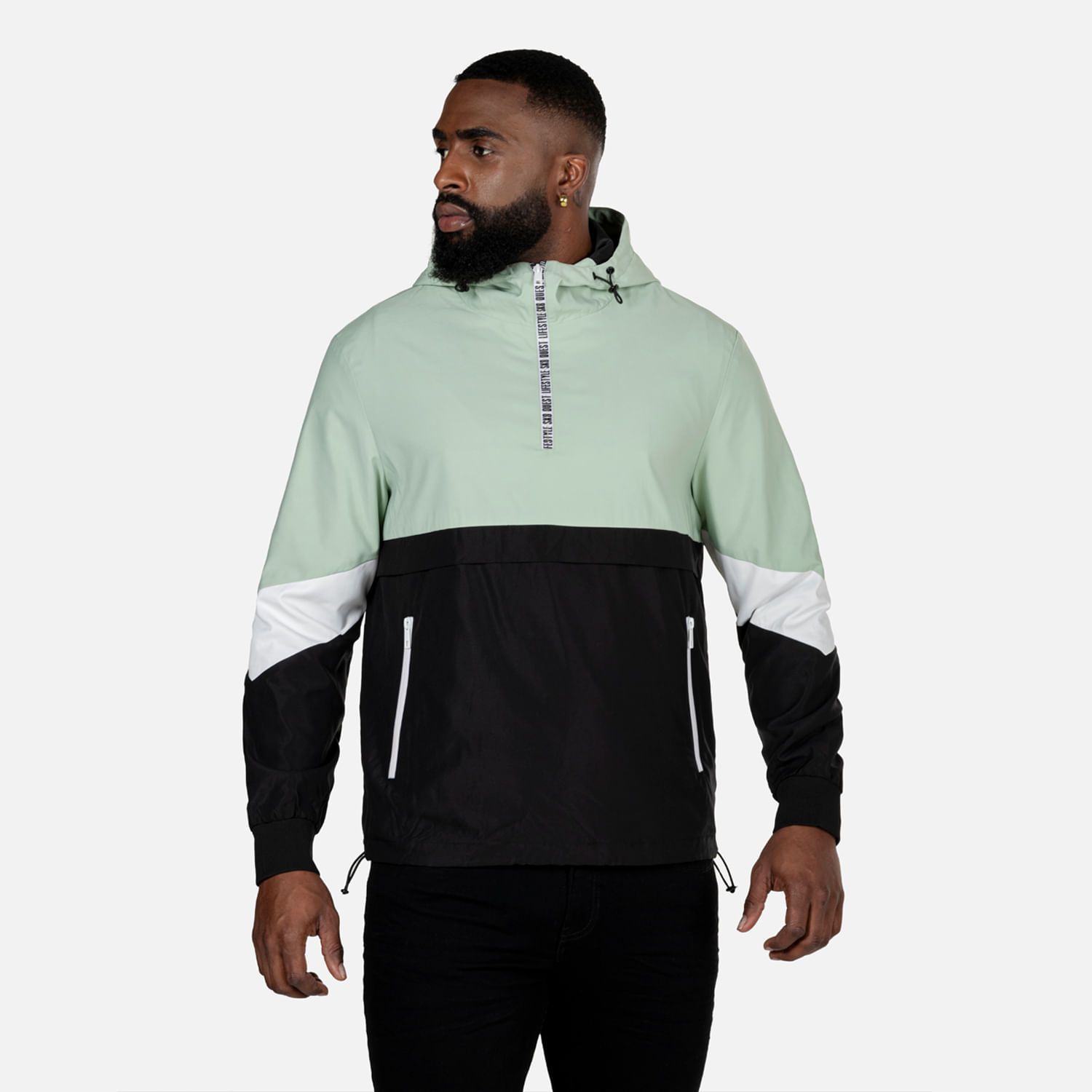 Chaqueta Rompevientos Color Negro Para Hombre